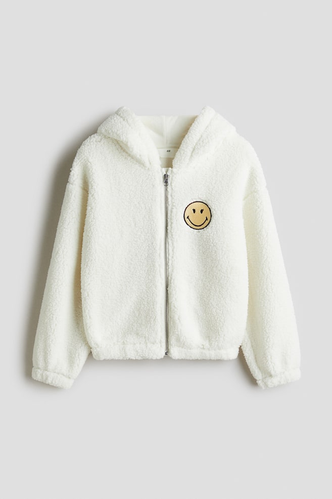 Hooded Teddy Fleece Jacket - White/SmileyWorld® - 1