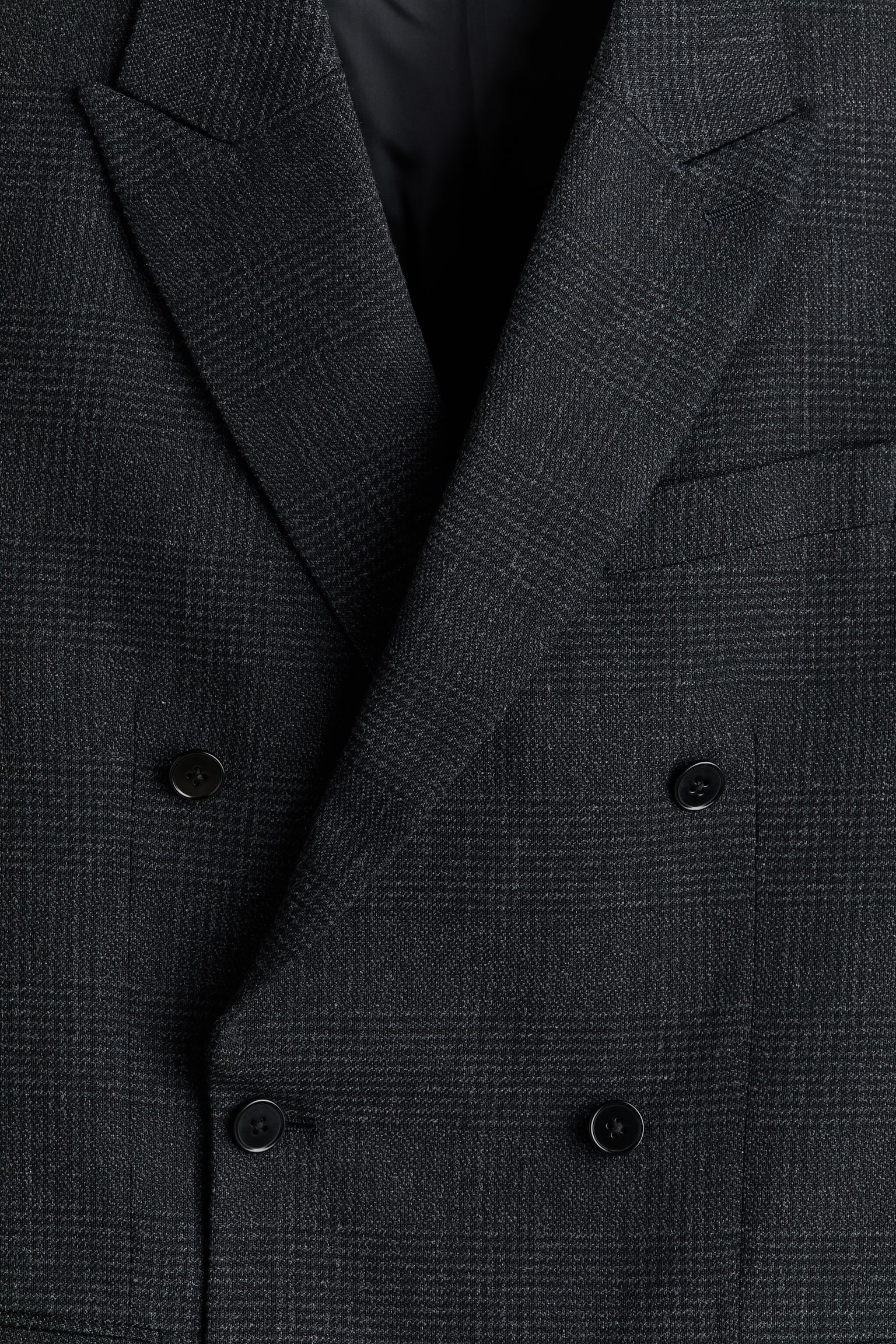 Regular Fit Wool-blend double-breasted jacket - Navy blue/Checked/Dark khaki green - 3