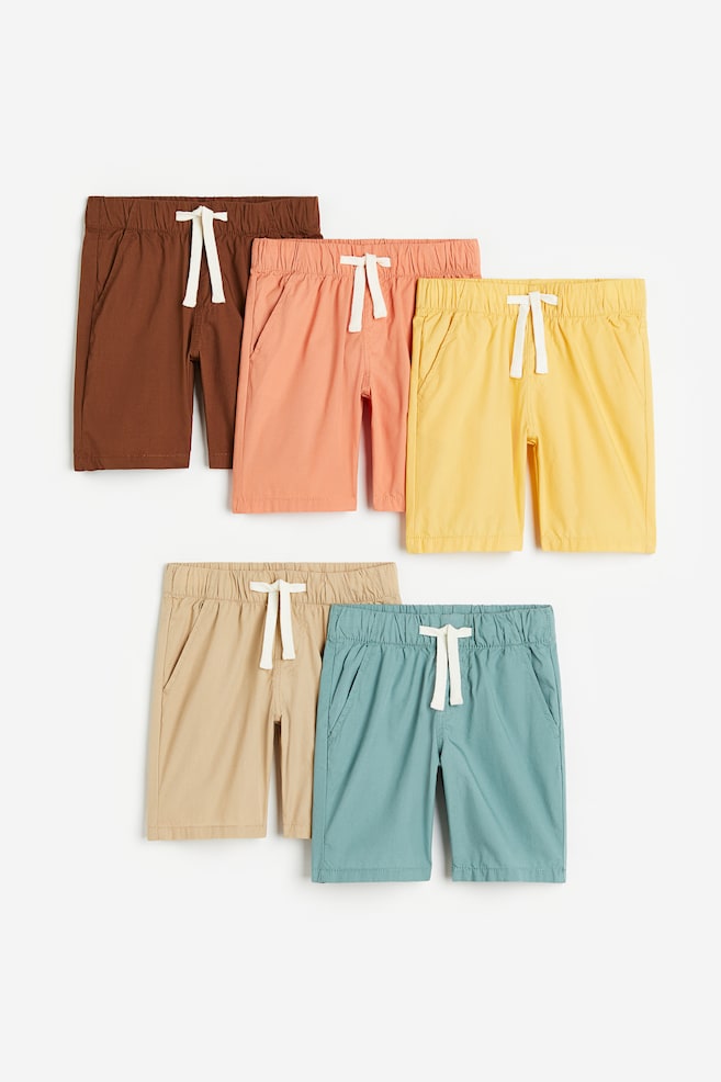 5-pack pull-on shorts - Dusty turquoise/Light beige - 1