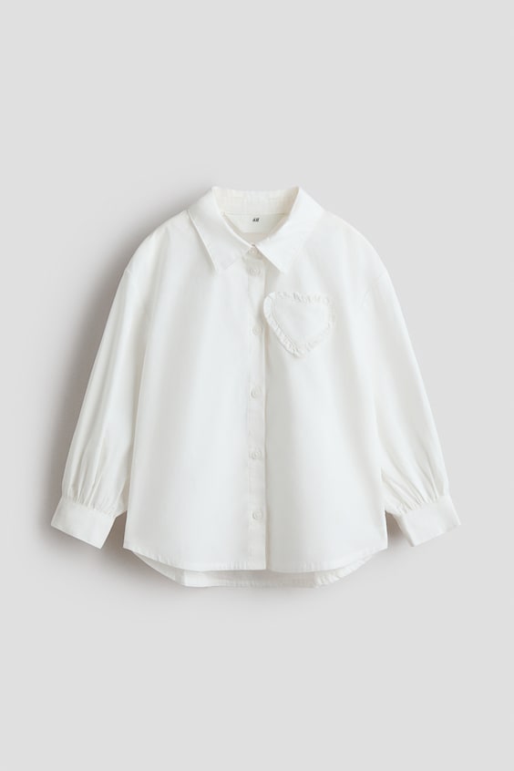 Детские рубашки H&M Heart-Appliqué Poplin Shirt