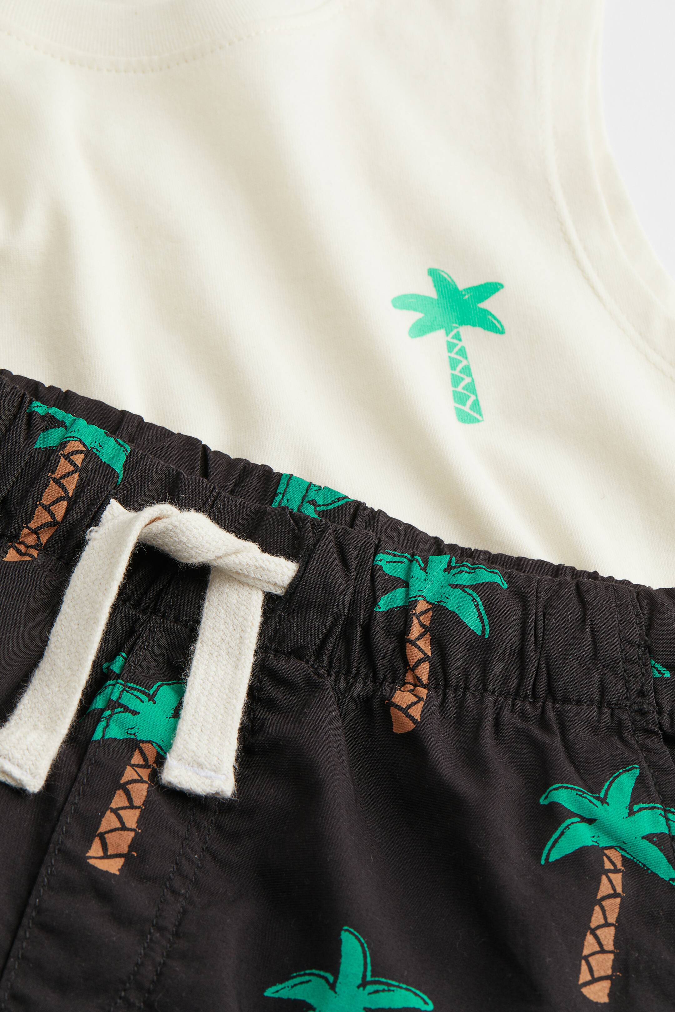 2-piece Cotton Set - Black/palm trees - Kids | H&M CA