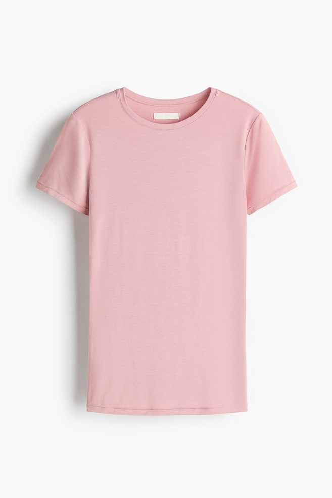 Nauwsluitend T-shirt van modal - Dusty roze/Roomwit/Bruin/Zwart/Bordeauxrood/Dusty donkerpaars/Donkerbruin - 1