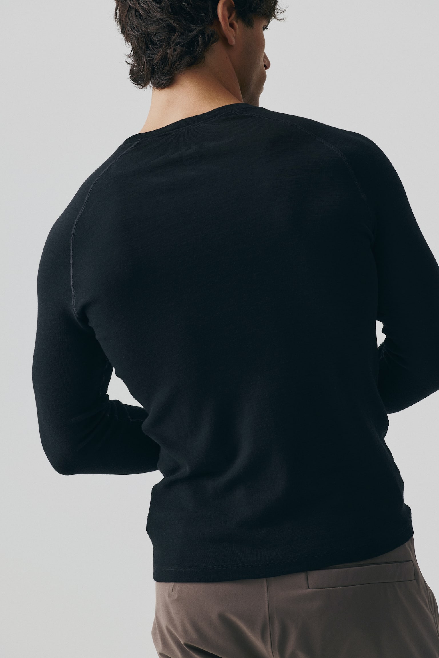 Wool ski base layer top - Black - 4