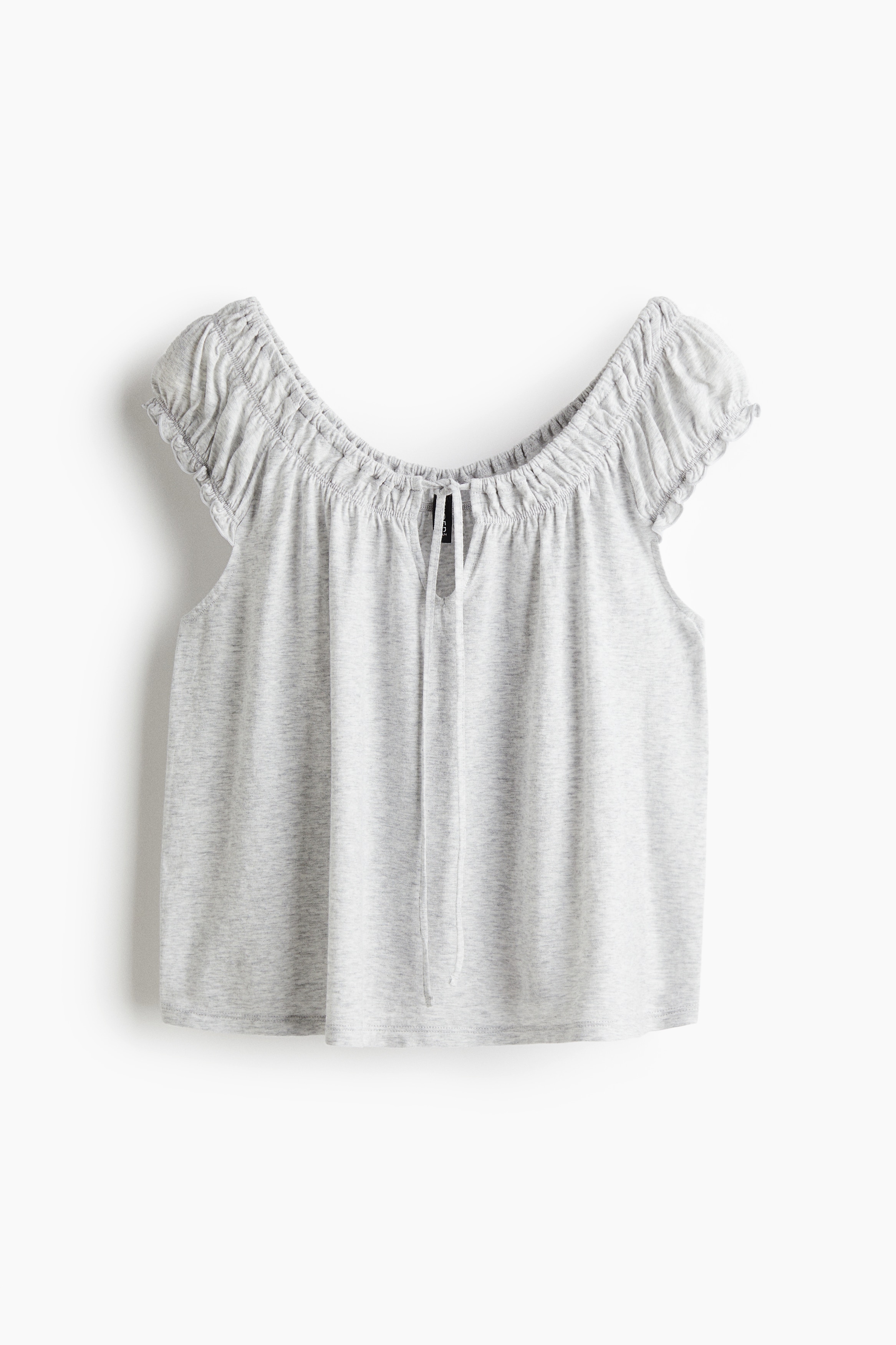 Gathered jersey top - Light grey marl/White/Striped/Dark grey