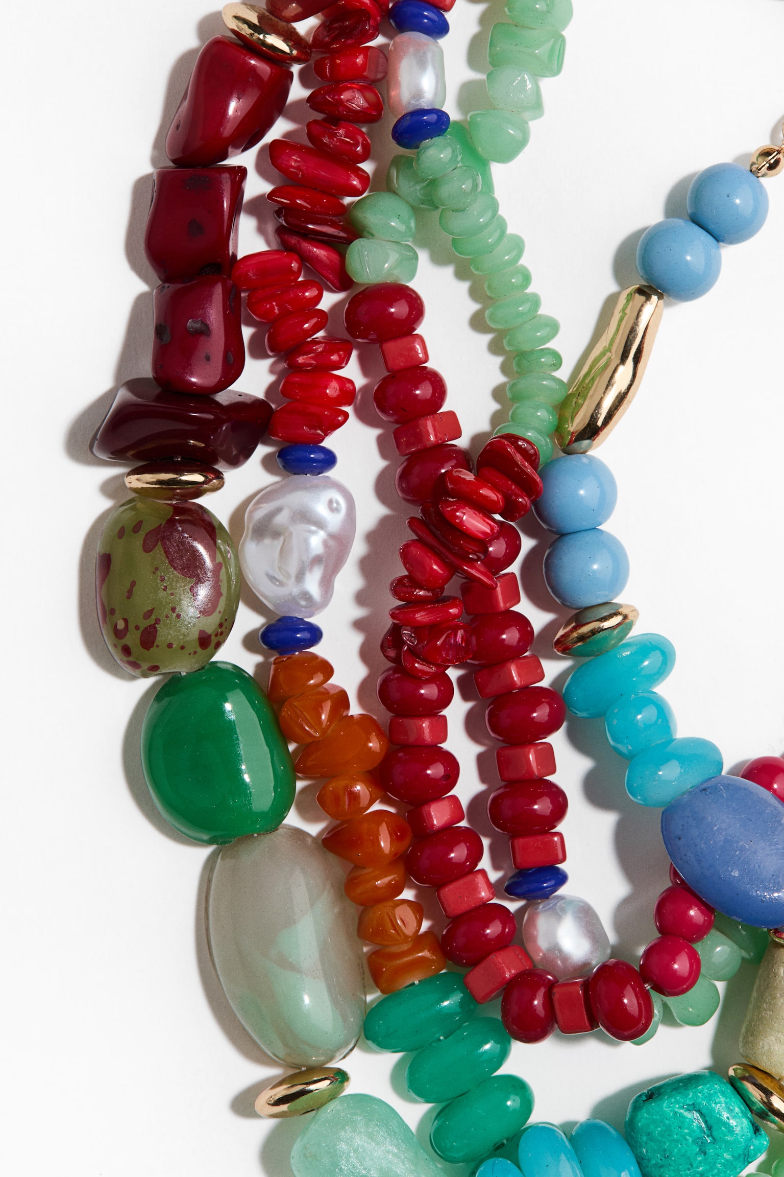 2-pack beaded necklaces - Turquoise/Red/Blue - 3