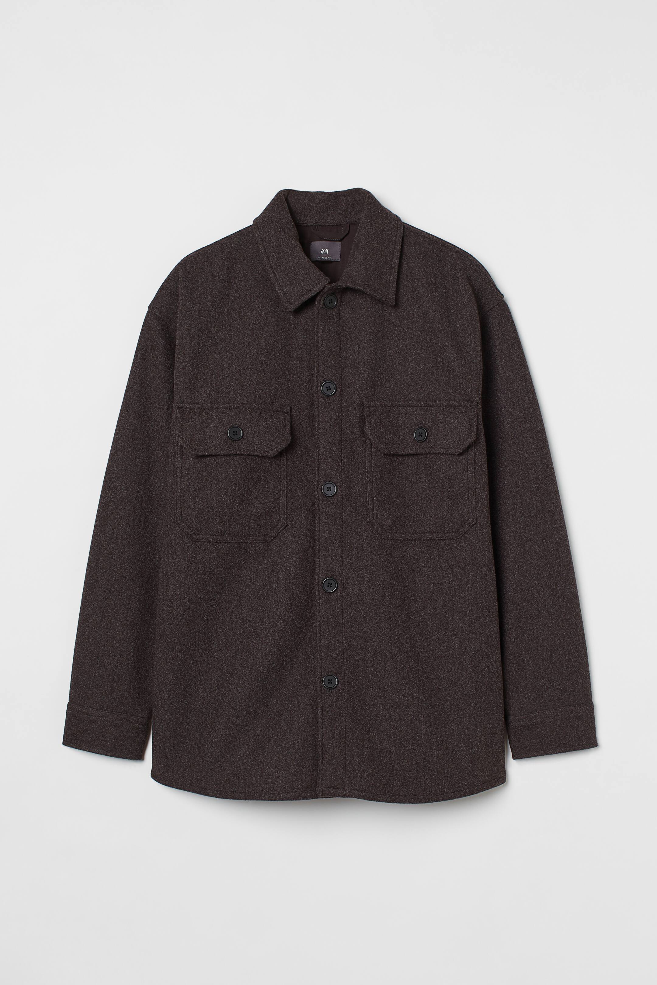 Zobacz większy obraz: Koszula wierzchnia Relaxed Fit - Ciemnobrązowy melanż - ON | H&M PL 1