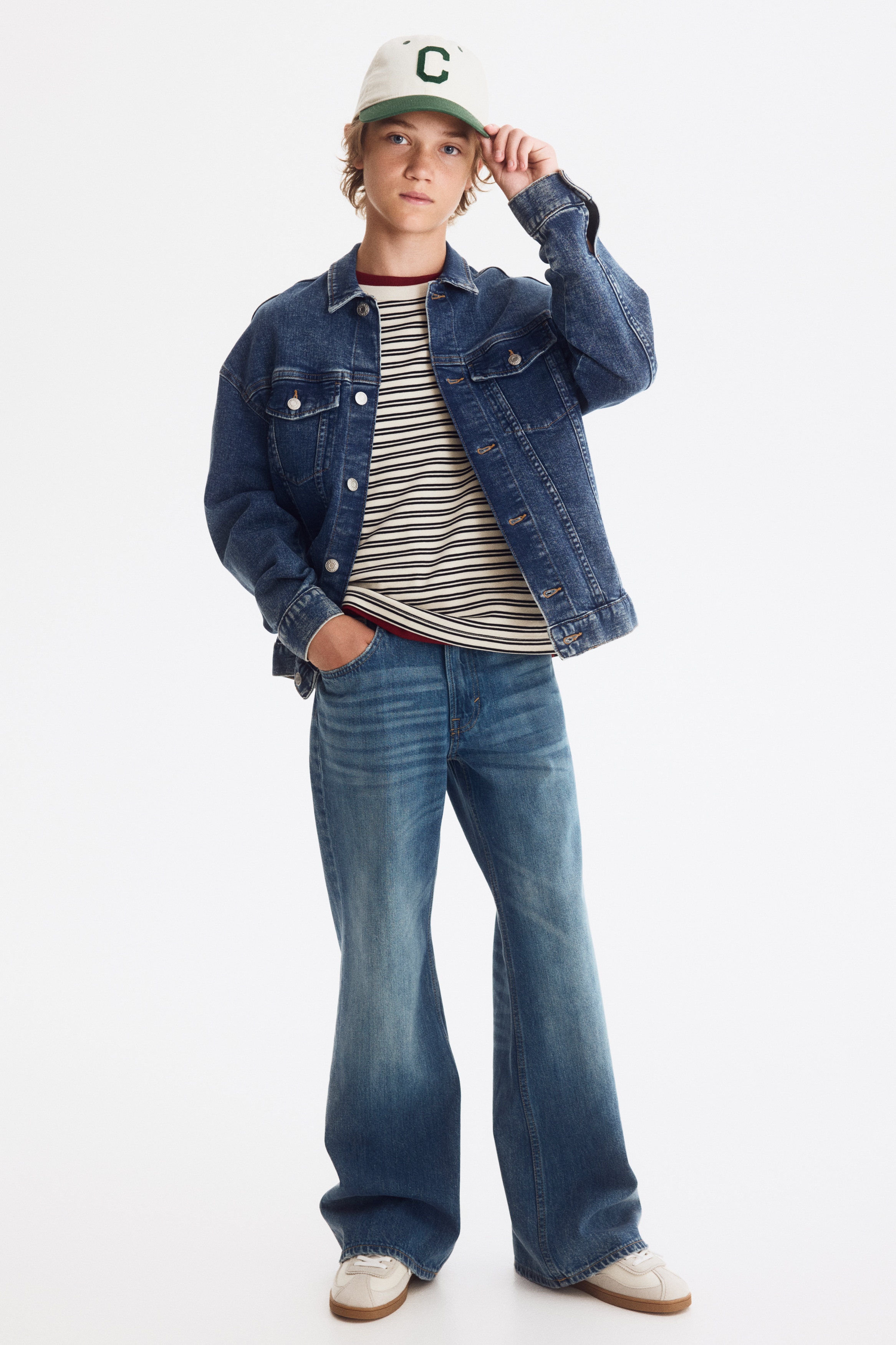 Loose Fit Bootcut Leg Jeans - Dark denim blue/Dark grey