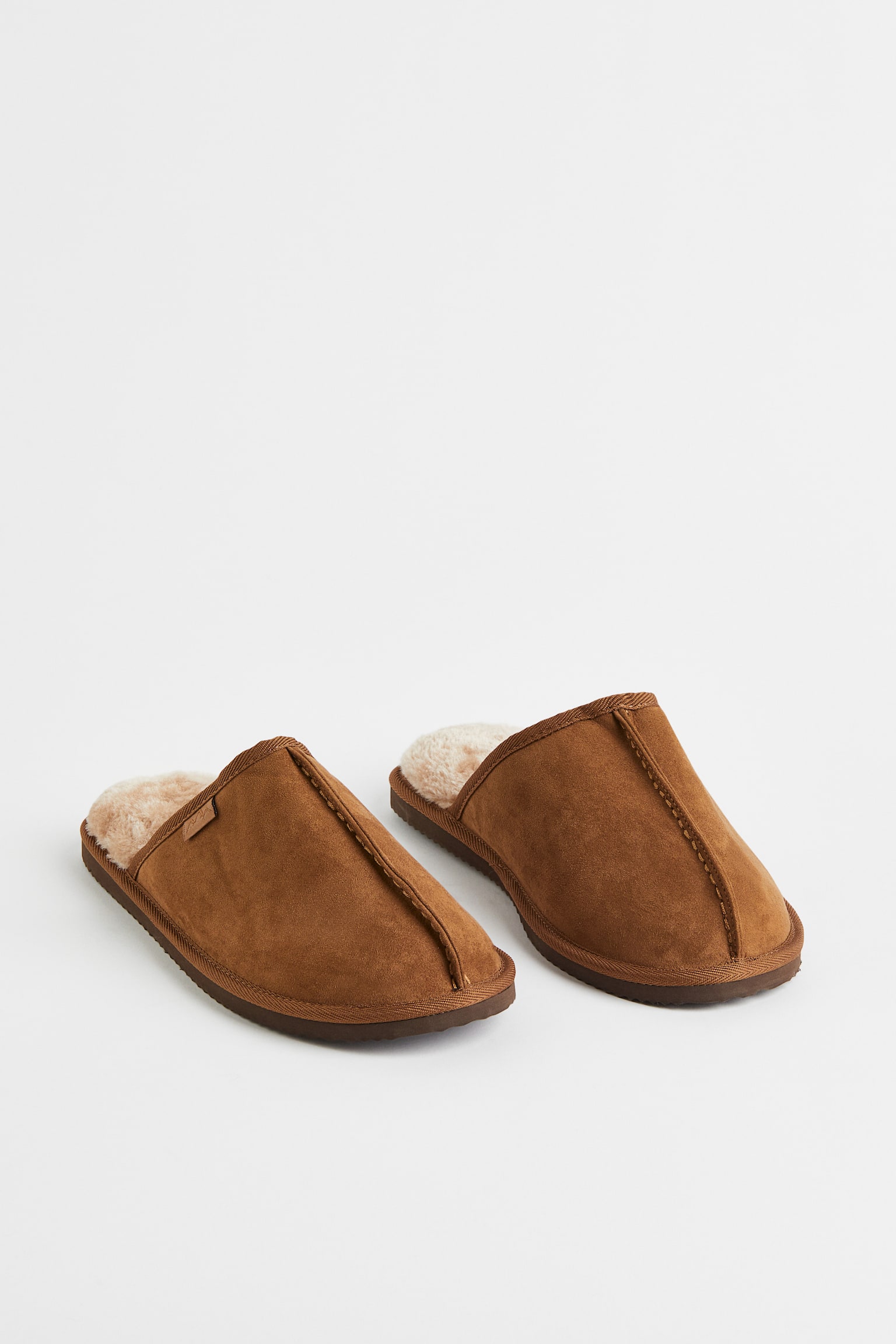 Pile-lined slippers - Brown/Dark grey/Greige/Black - 3