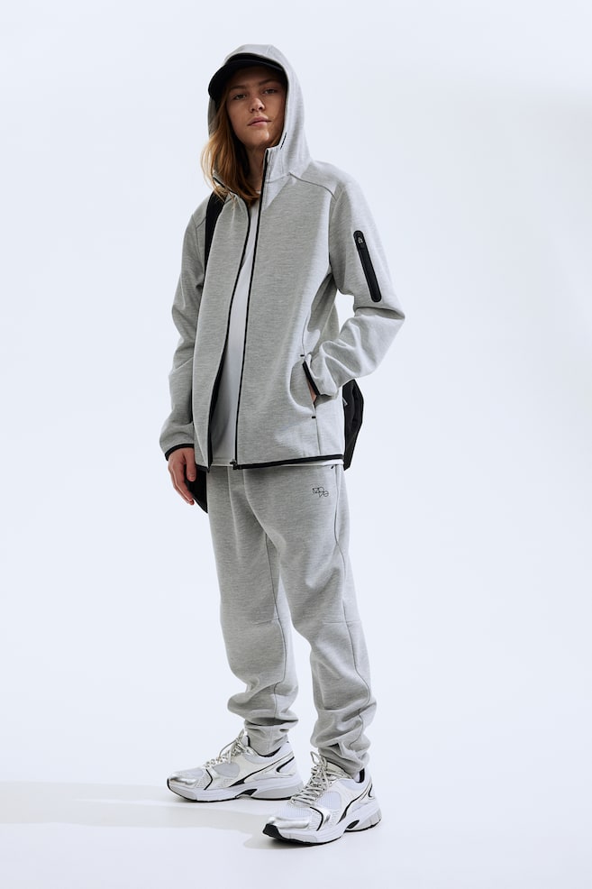Zip-through sports hoodie - Light grey marl/Dark grey marl/Black - 7