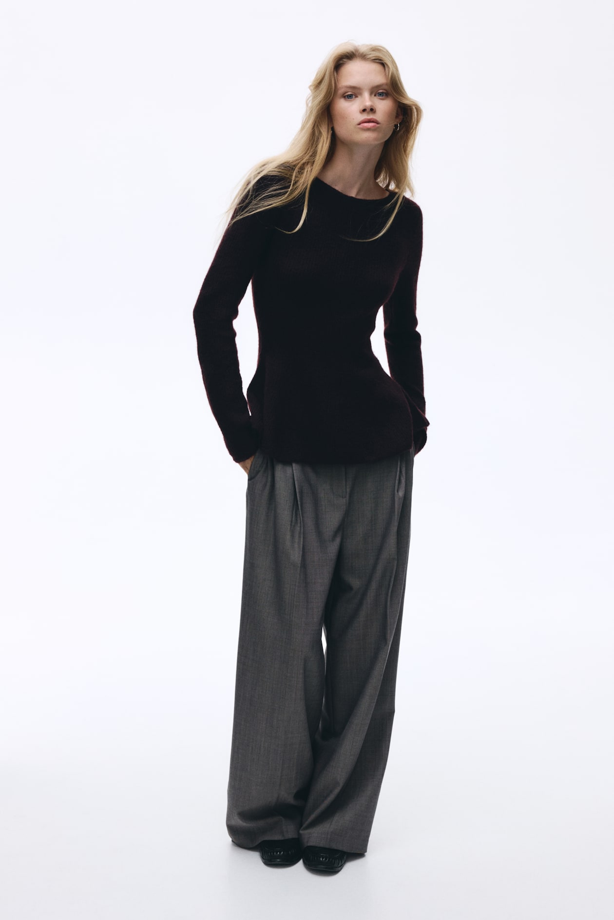 Rib-Knit Peplum Top - image 3