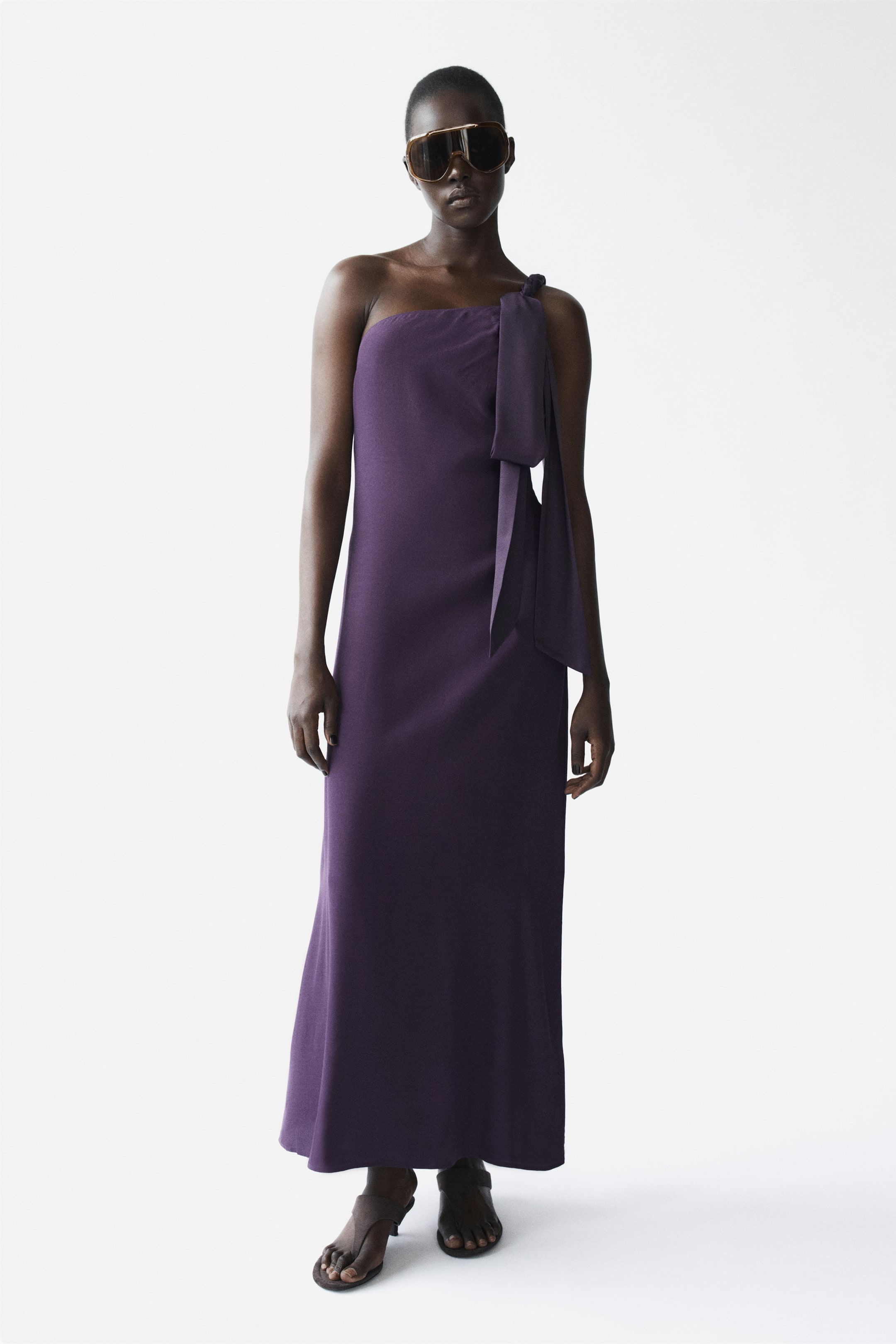 Braided-Detail One-Shoulder Dress