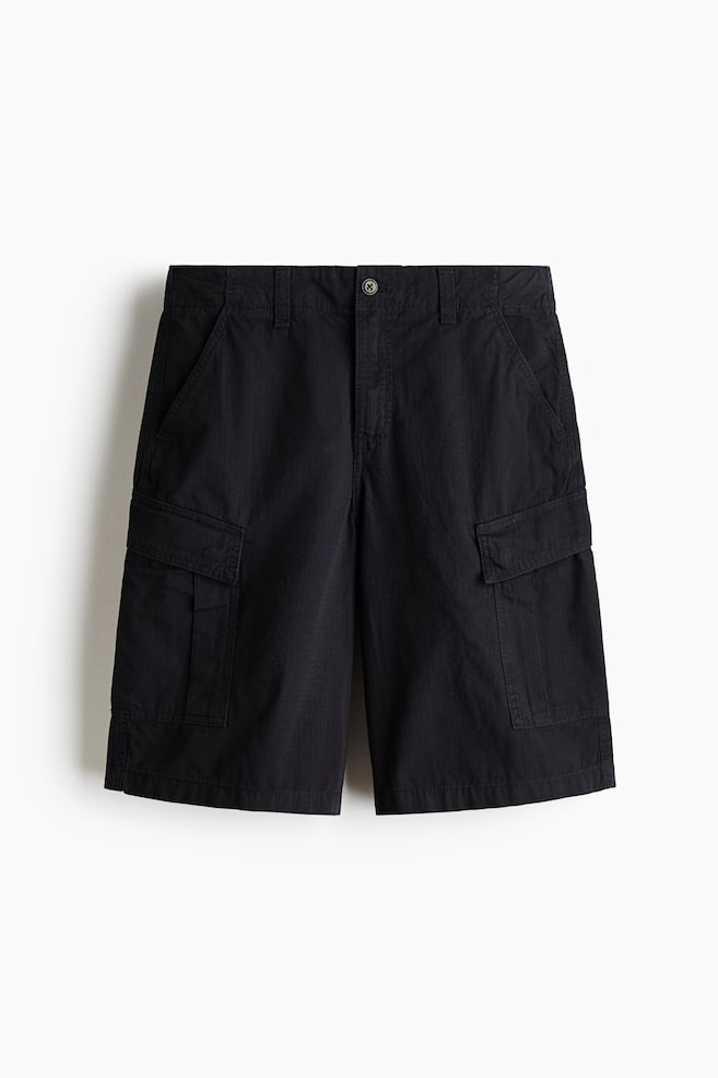 Loose-Fit Cotton Cargo Shorts - Black/Brown/Khaki green/Beige - 1