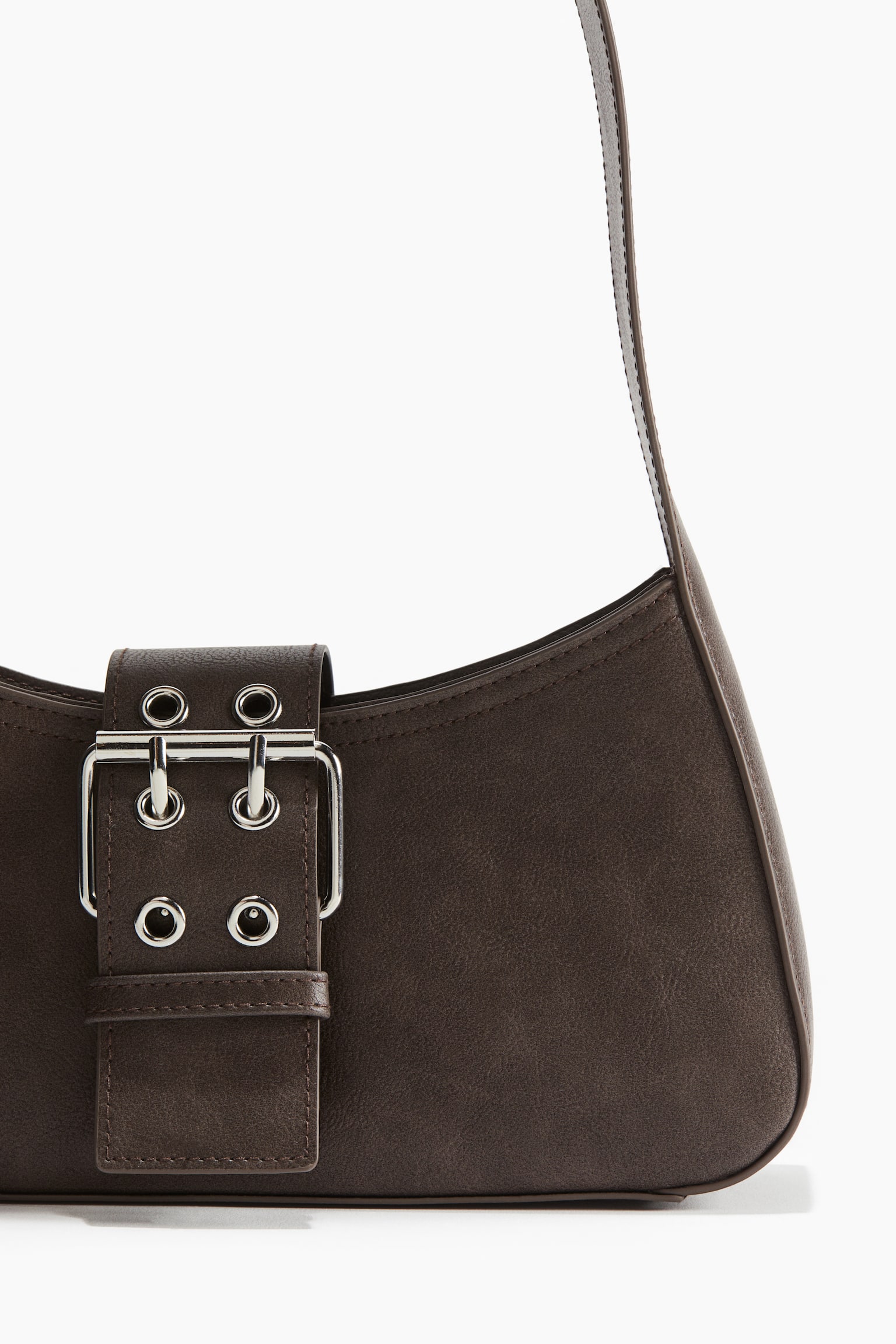 Buckle-detail shoulder bag - Dark brown/Black - 3