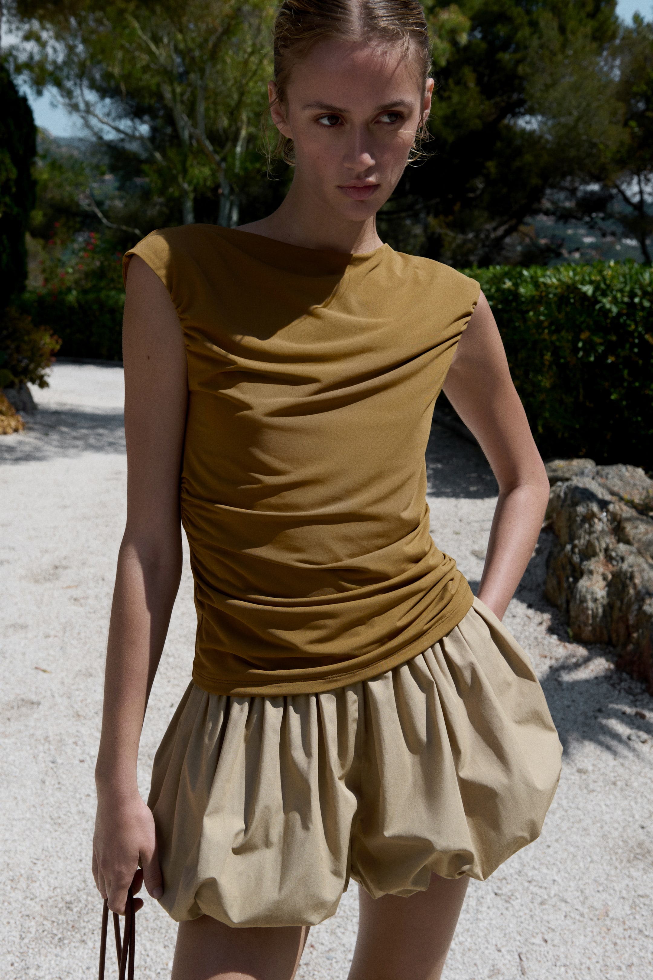 Draped Boat-Neck Top