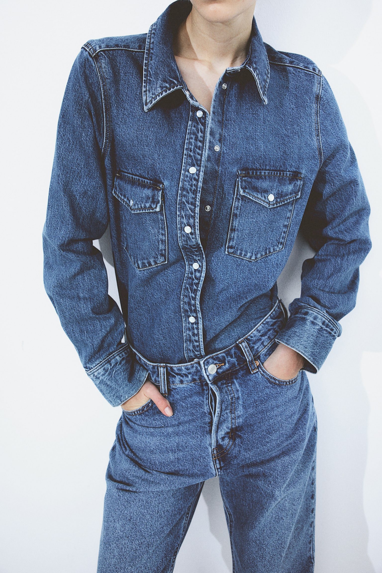 Denim Shirt - Denim blue/Cream/Dark denim grey - 4