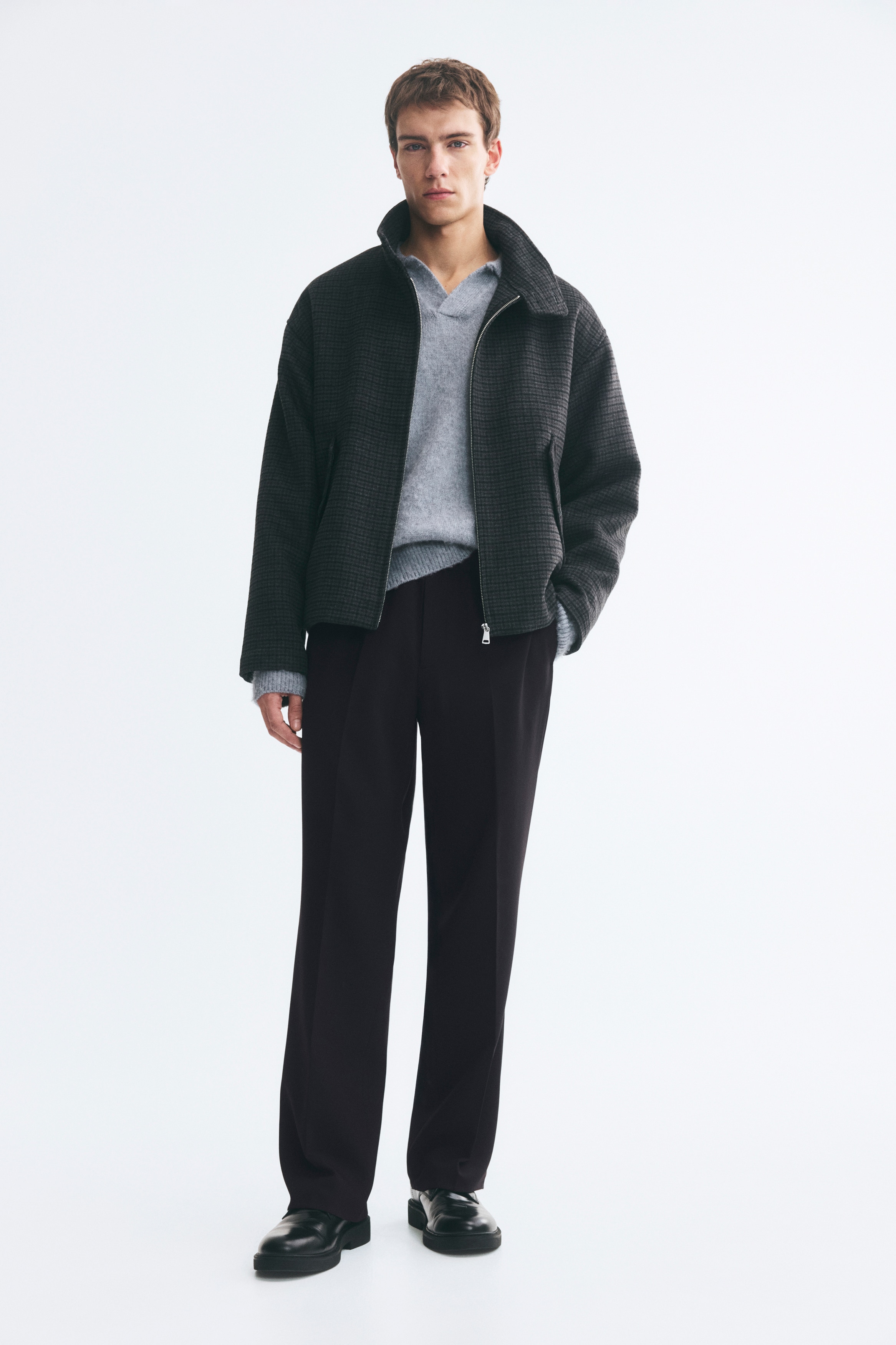 Elegáns jogger Relaxed Fit - Fekete/Világosbarna/Sötétszürke melír
