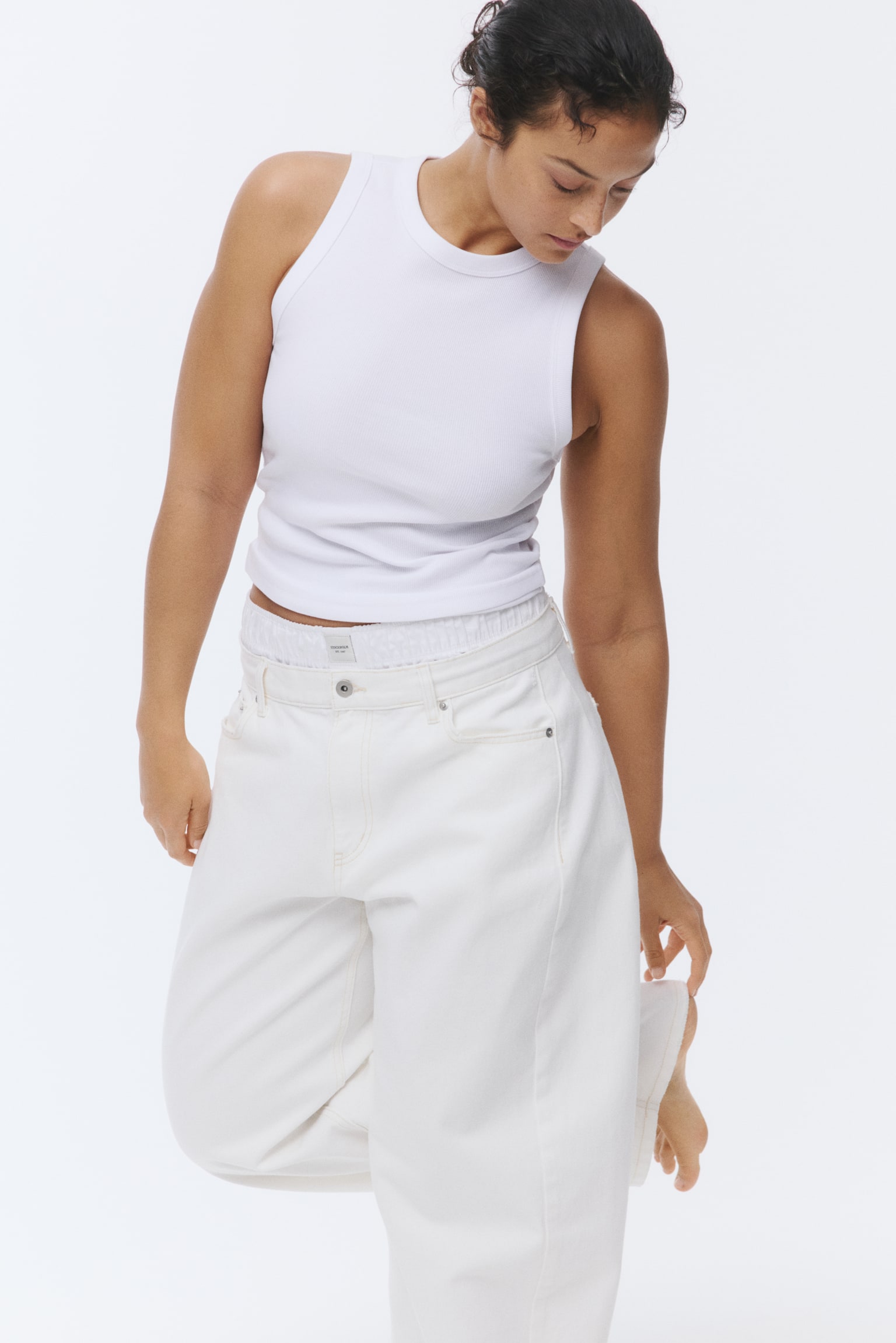 Ribbed vest top - White/Black/Bright red/Navy blue/Olive green/Navy blue - 5