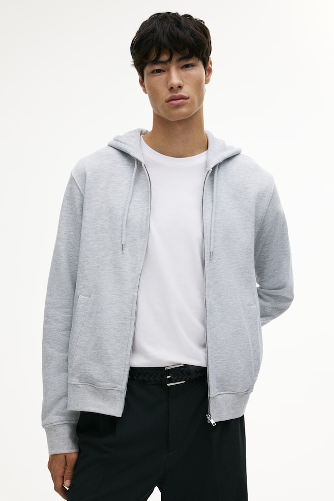 Regular Fit Hooded Jacket - Light gray melange - 2