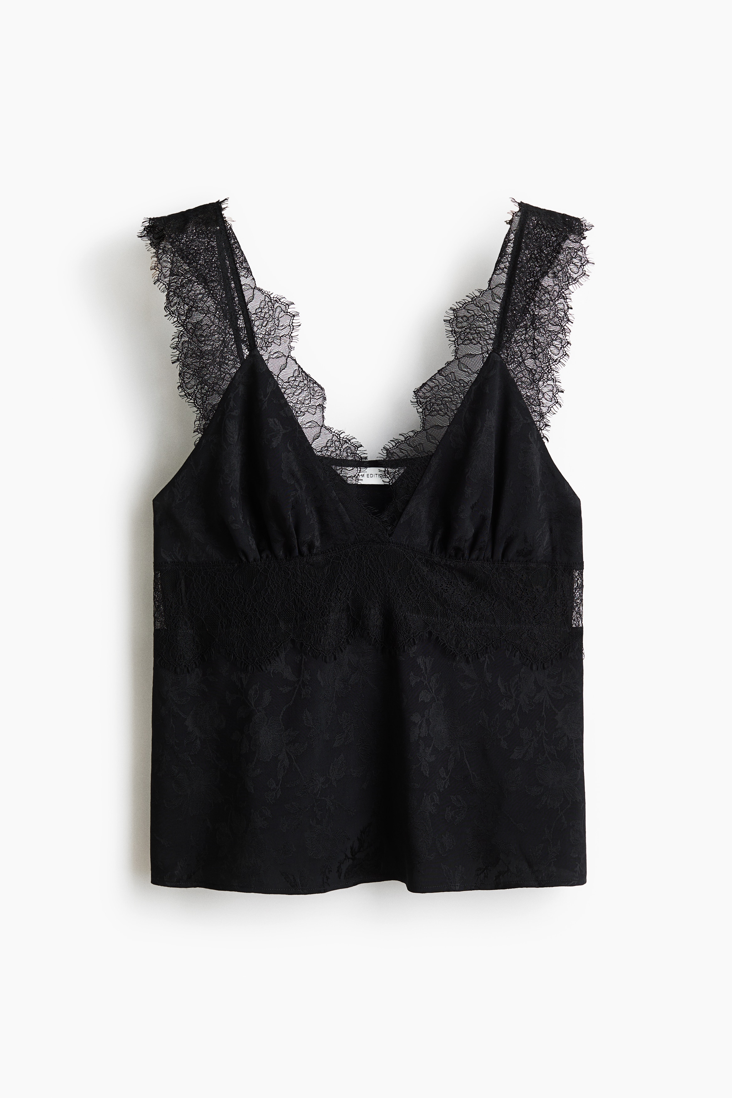 Lace-detail top - Black
