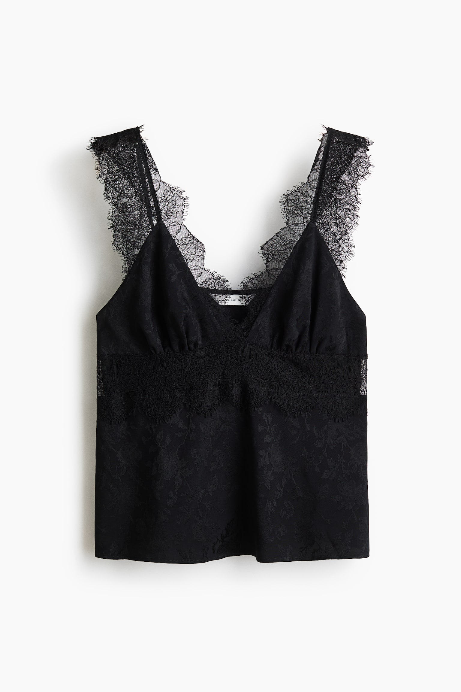 Женский топ H&M Lace-Detail Top, цвет: Чёрный — фото 1