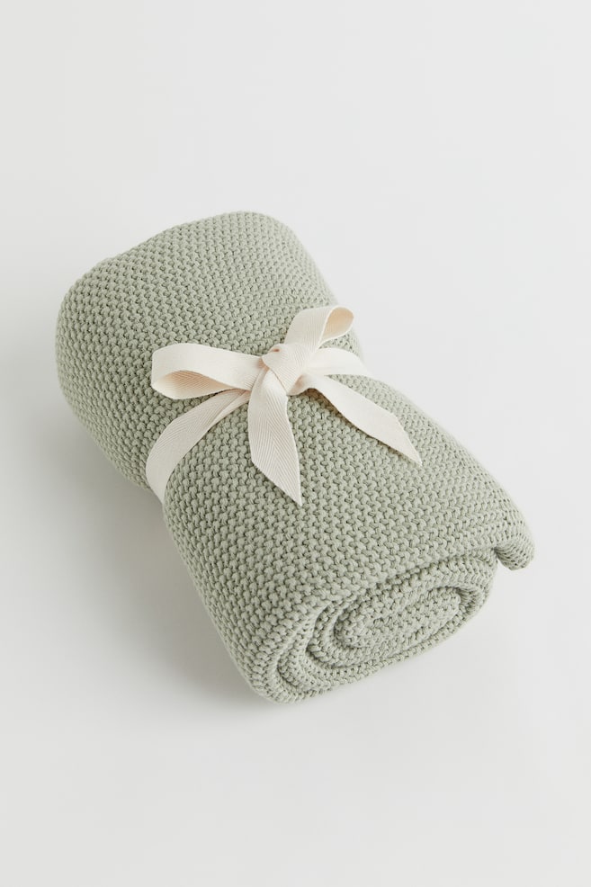 Moss-stitched cotton blanket - Light green/Dark grey/Light beige/Light powder pink/dc - 3