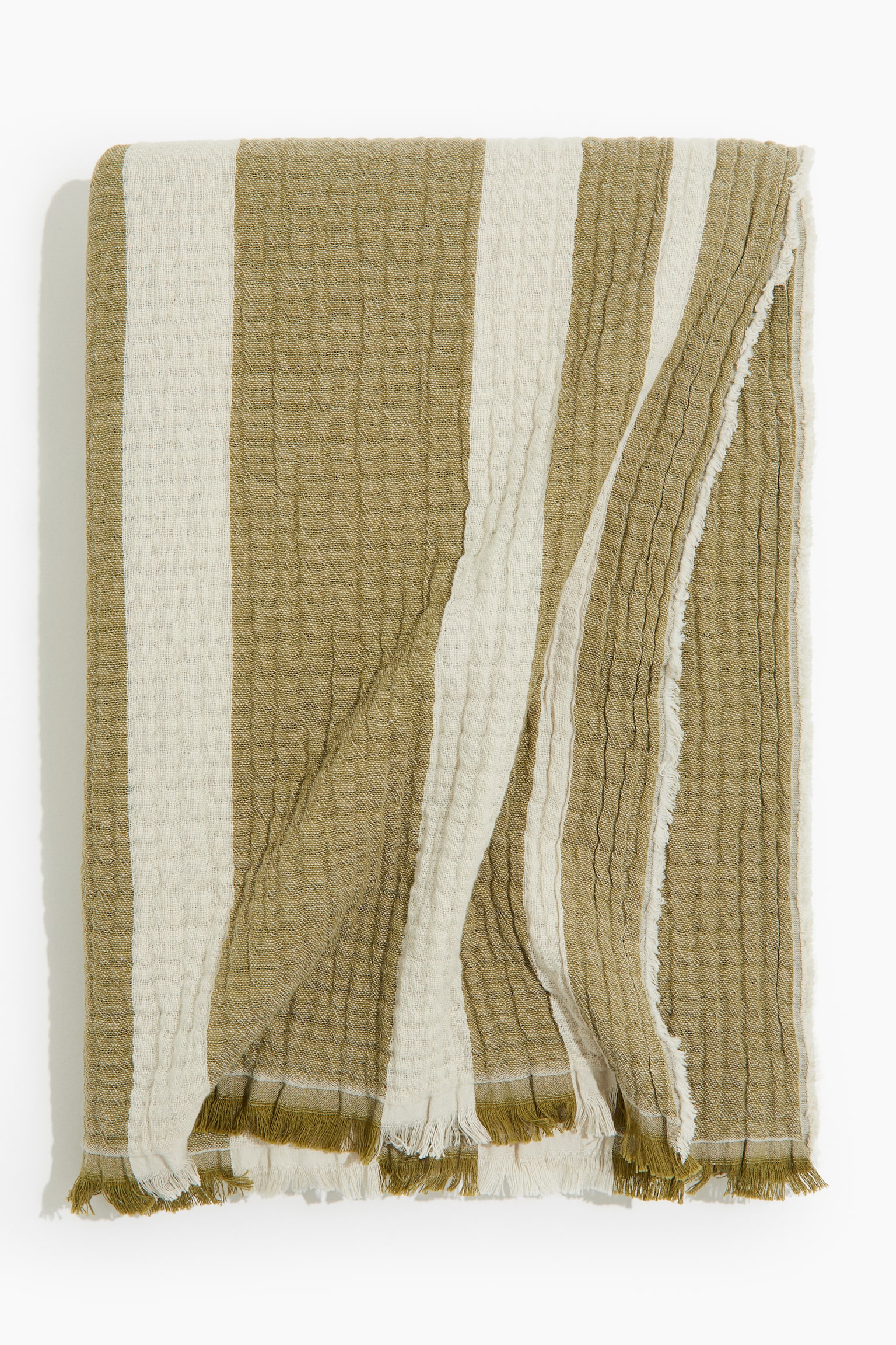 Cotton muslin blanket - Olive green/White/Light grey/Dark grey/Light beige/Dark grey - 1