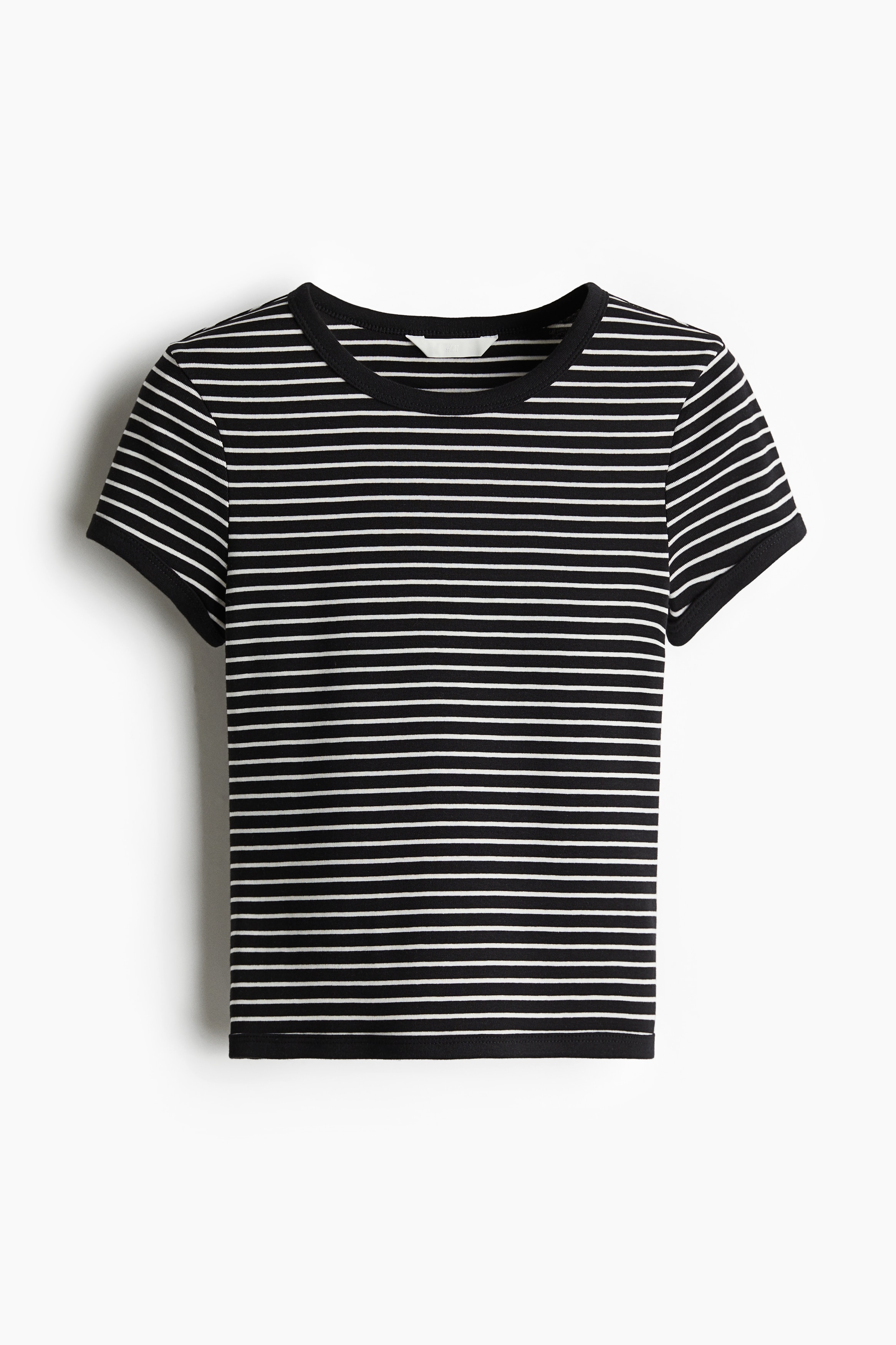 Fitted T-Shirt - Black/striped/White
