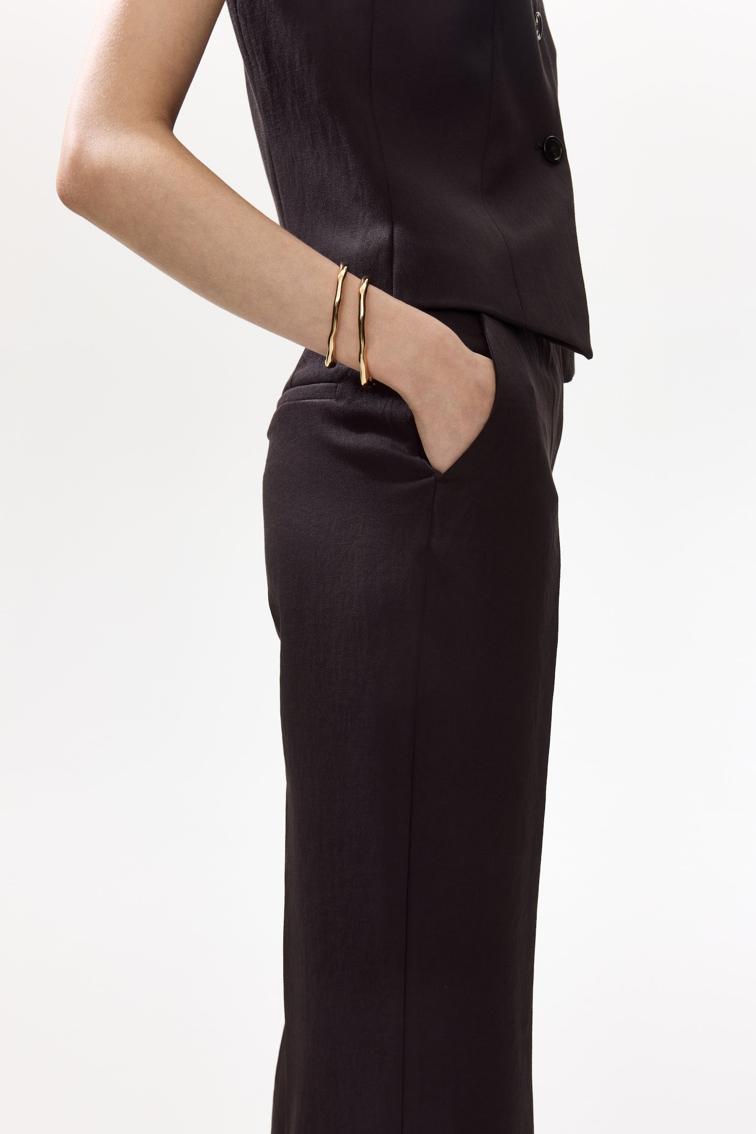 Pantaloni sartoriali svasati - Marrone scuro/Beige chiaro/Verde kaki/Nero - 5