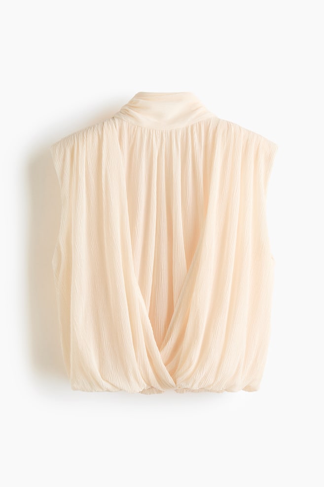 Bubble-Hem Crop Top - Cream/Light pink - 1