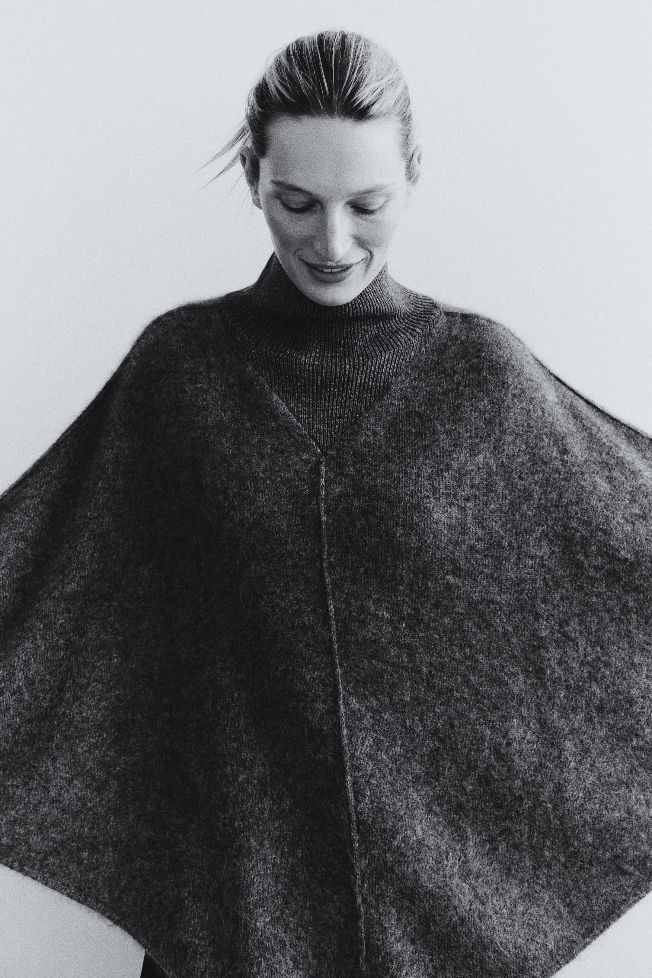 Wool Mock Turtleneck Cape