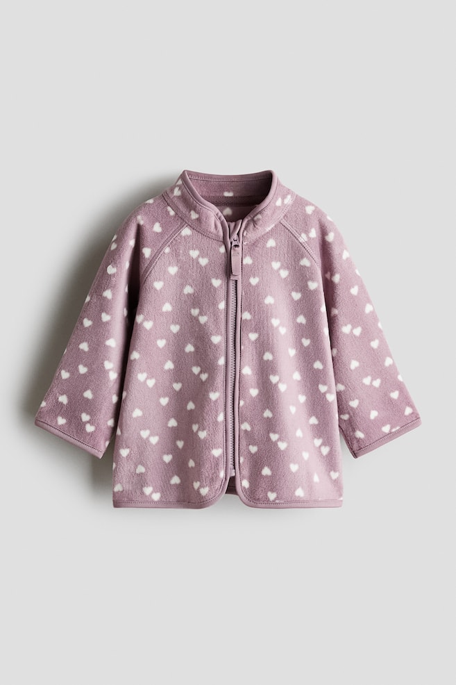 Fleece Jacket - Light purple/hearts/Light pink/floral/Light beige/hearts/Beige/leopard print/White/floral/Light beige/Navy blue - 1