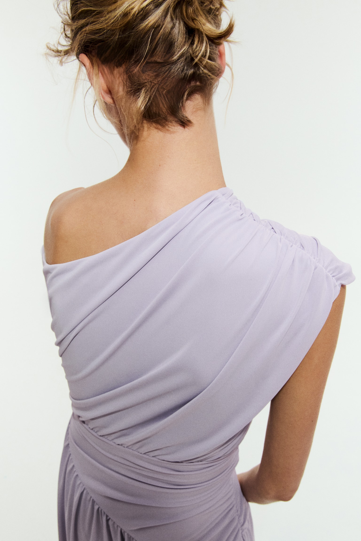 Draped One-Shoulder Jersey Dress - Light dusty purple - 5