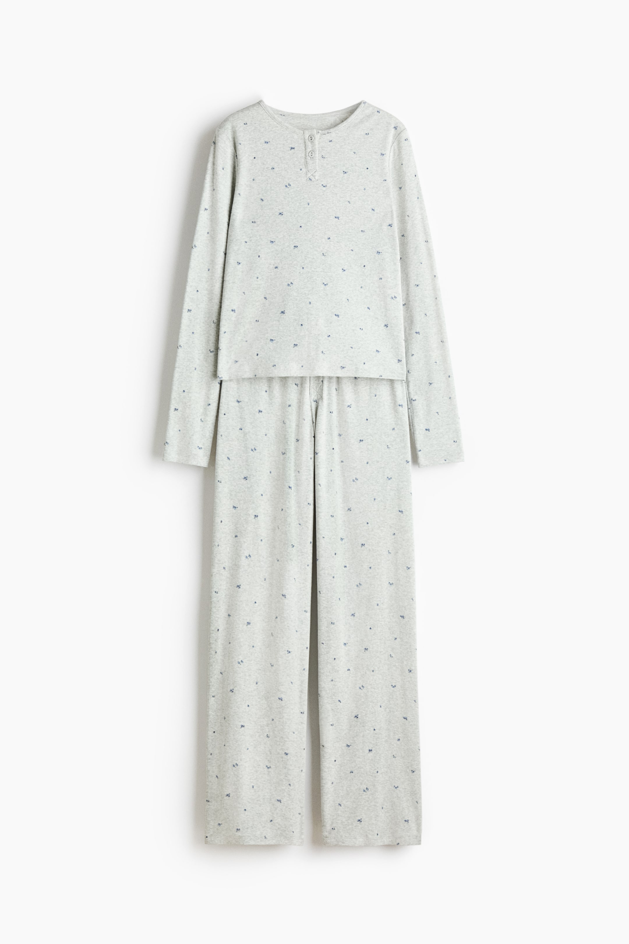 이미지 확대 보기: 포인텔 니트 파자마 - 라이트 그레이 멜란지/플로럴 - 여성 | H&M KR 5