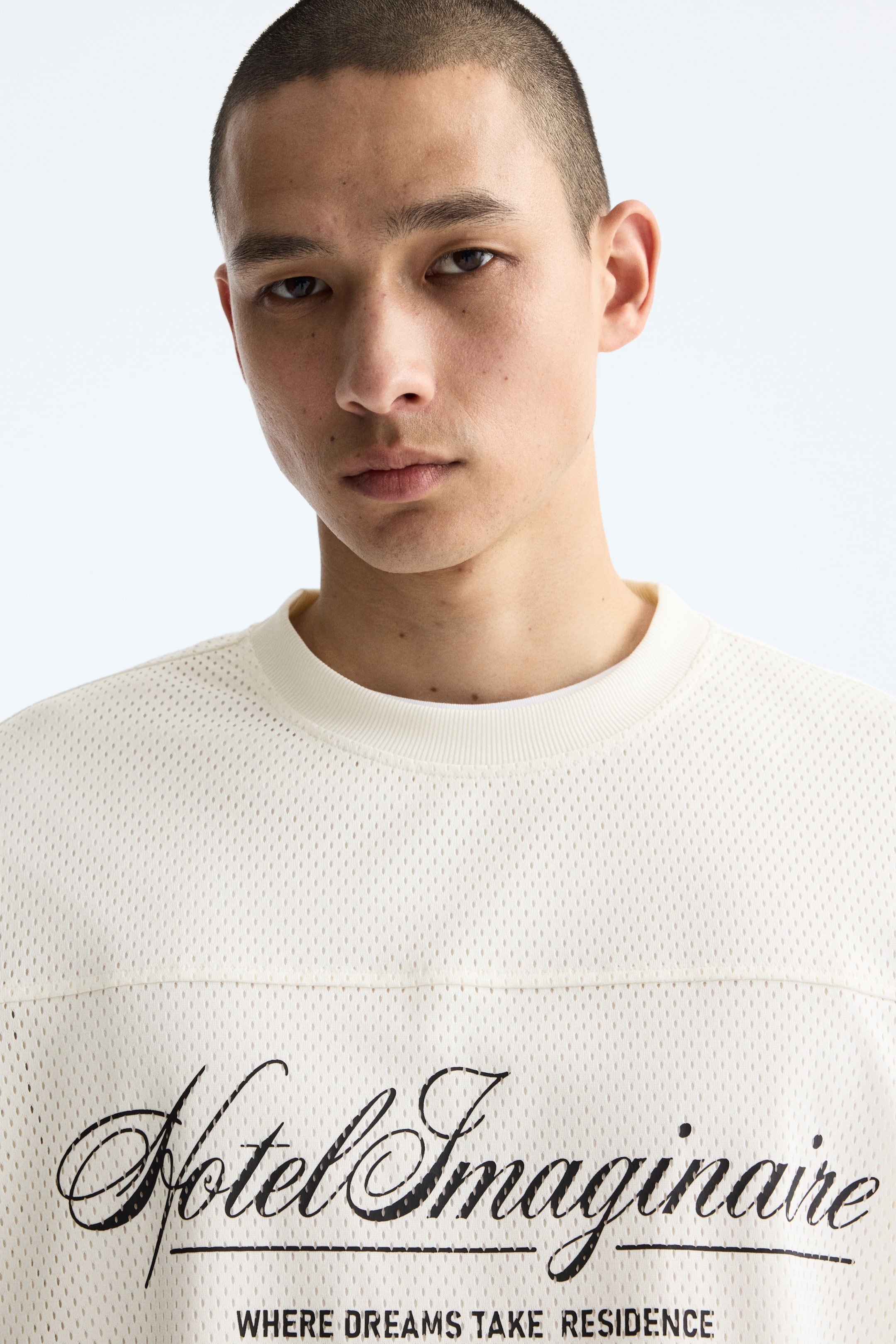Oversized Printed Mesh T-Shirt