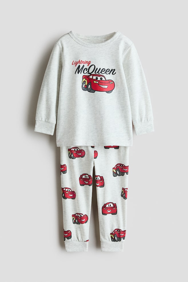 Printed cotton pyjamas - Light grey/Cars/Brown/Mickey Mouse - 1