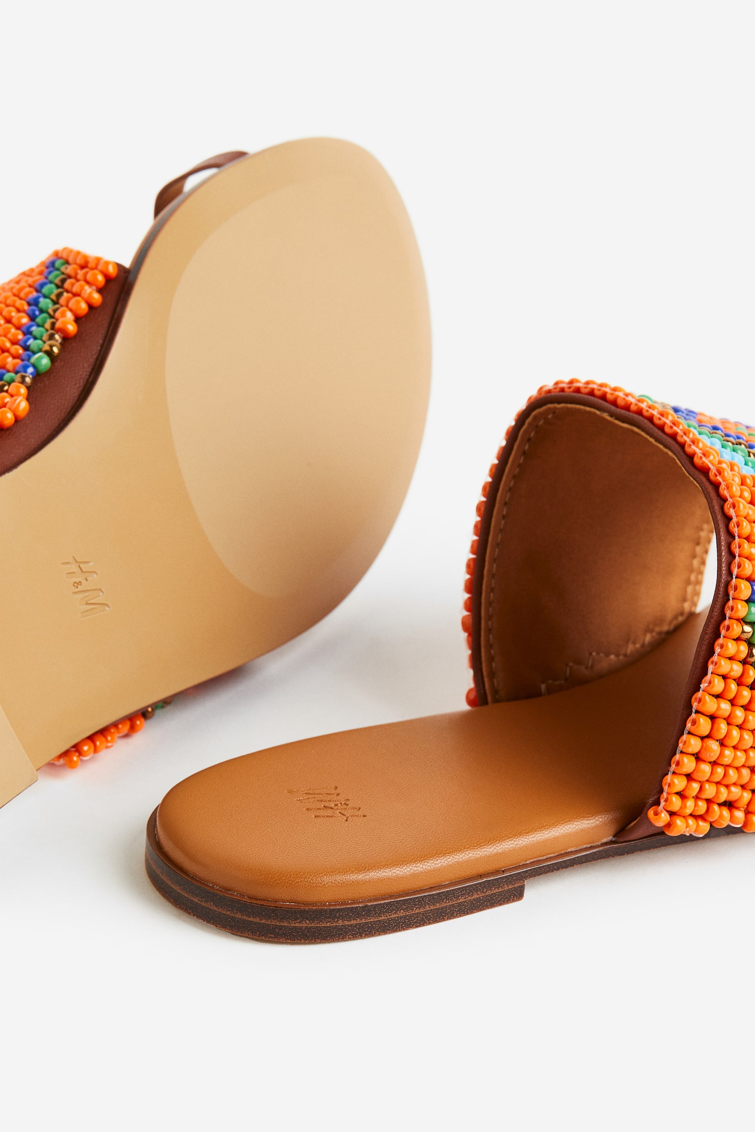 Beaded slides - Orange/Patterned - 2