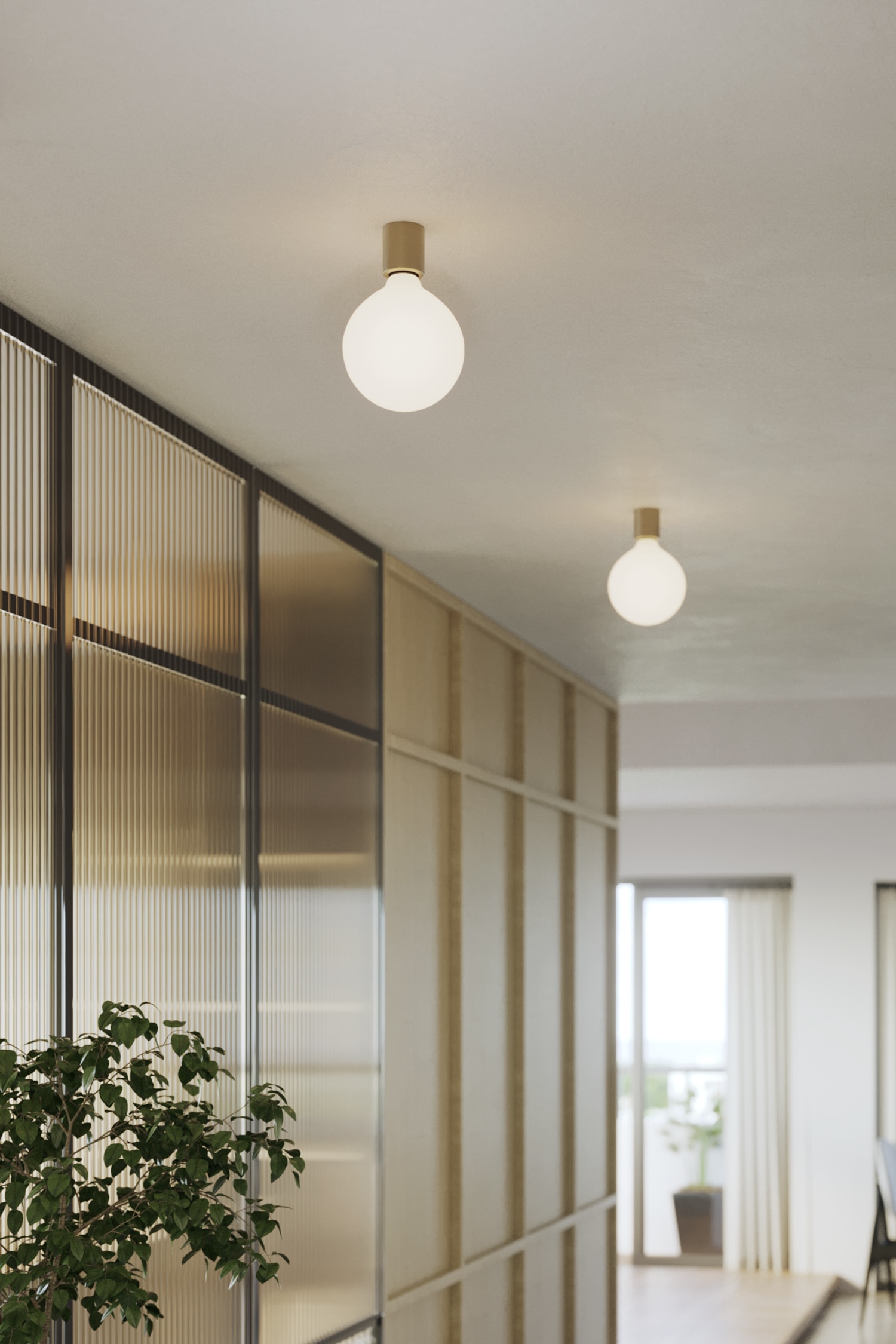 Set of 2 Waterproof Wall Sconces With Light Bulbs - Gold