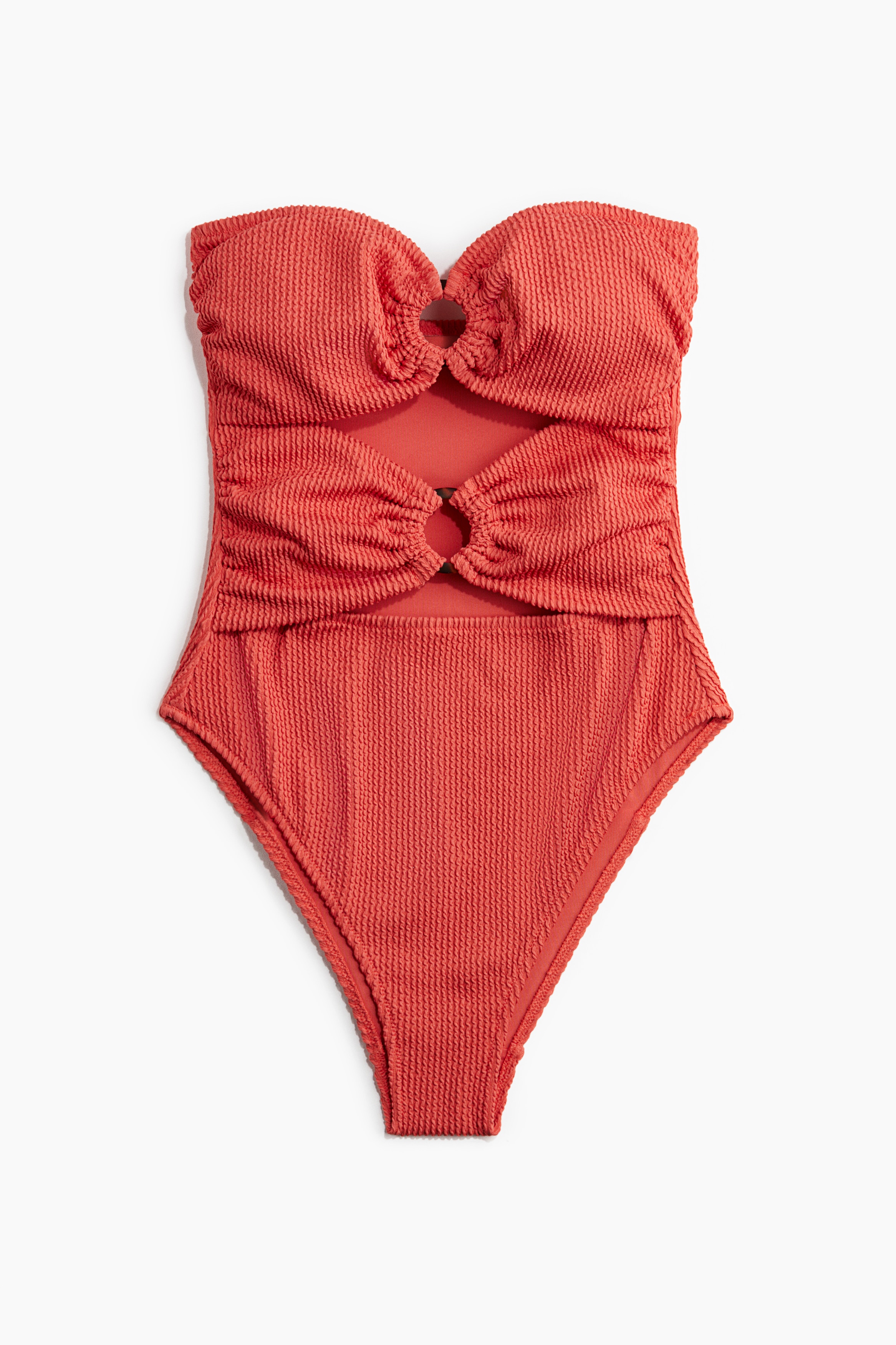 Ολόσωμο στράπλες μαγιό με θήκες με ενίσχυση - Κόκκινο κοραλλί/Κόκκινο