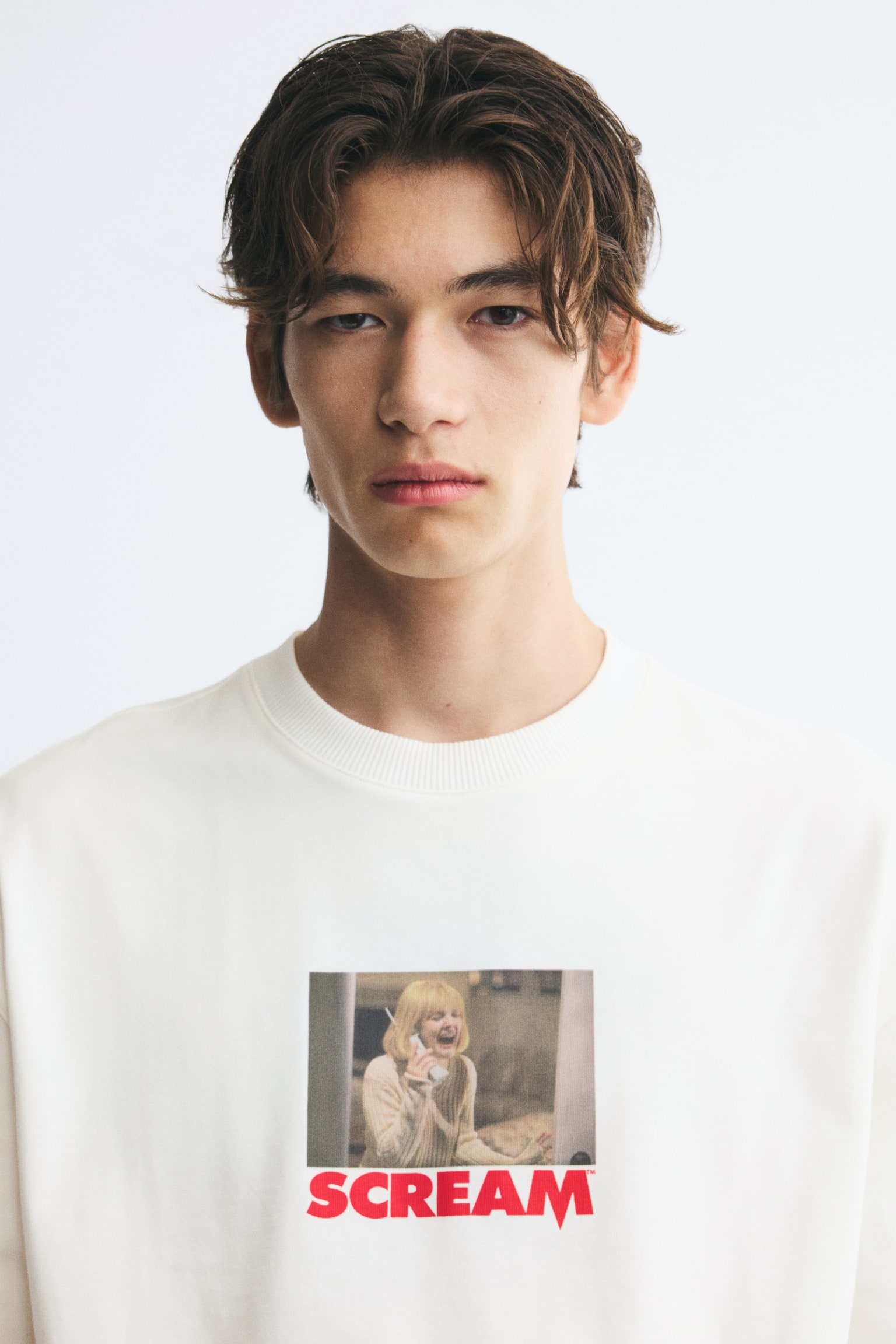 Мужская футболка H&M Oversized Boxy Printed Cotton, цвет: Белый — фото 3