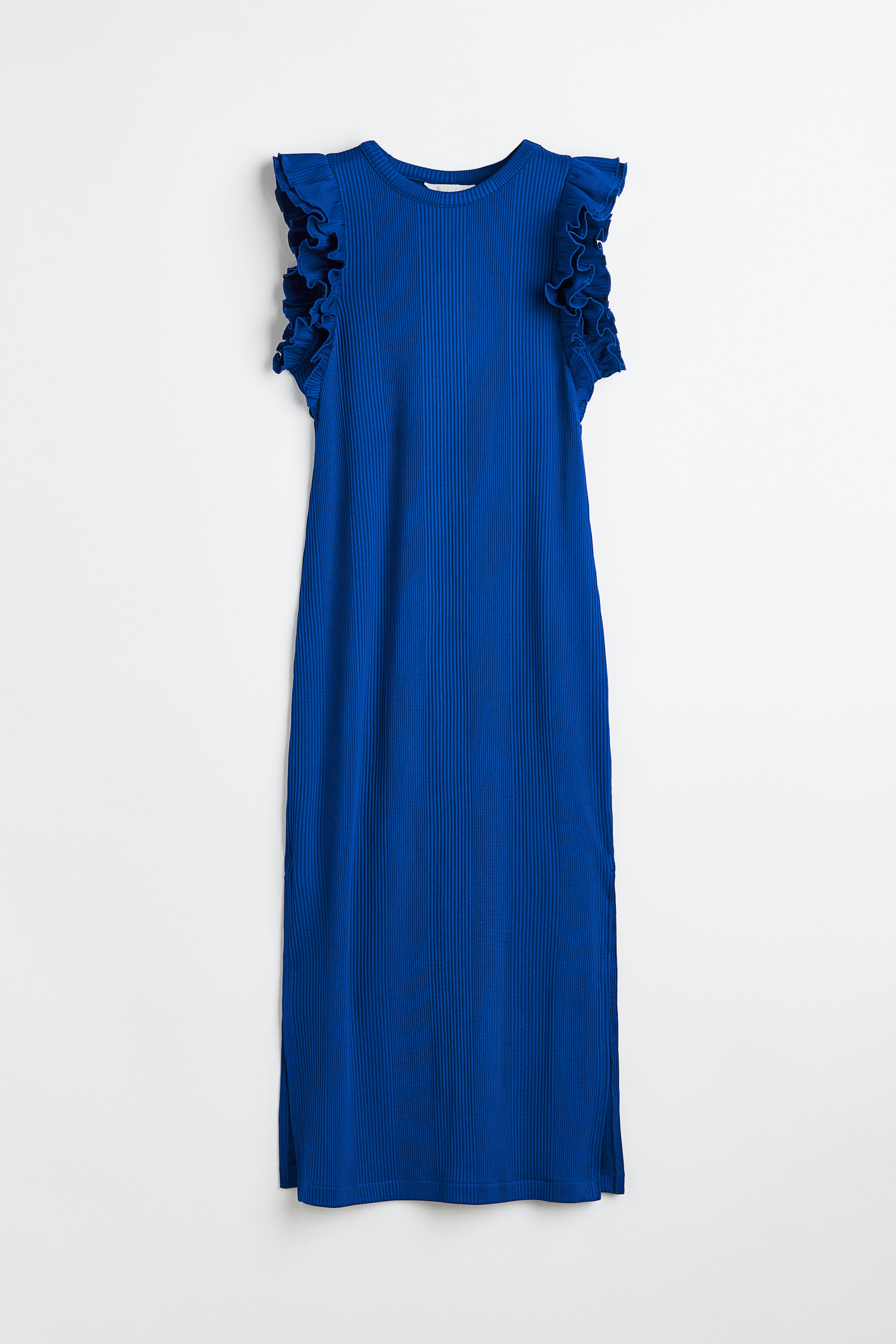 View larger image: Flutter-sleeved ribbed dress - Bright blue - Ladies | H&M MY 1