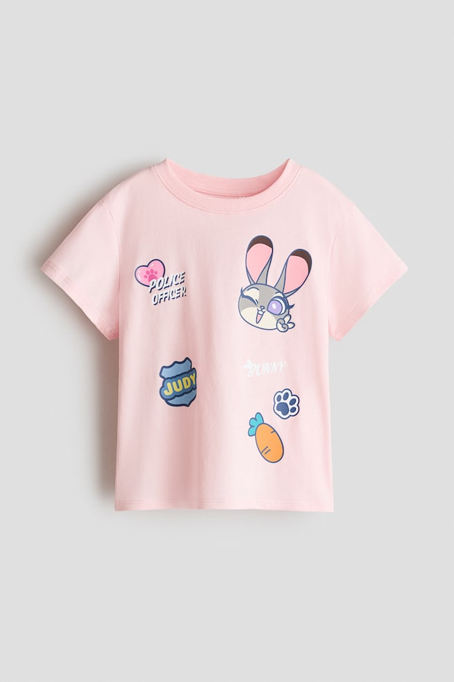 プリント コットンTシャツ - ライトピンク／ズートピア - 1