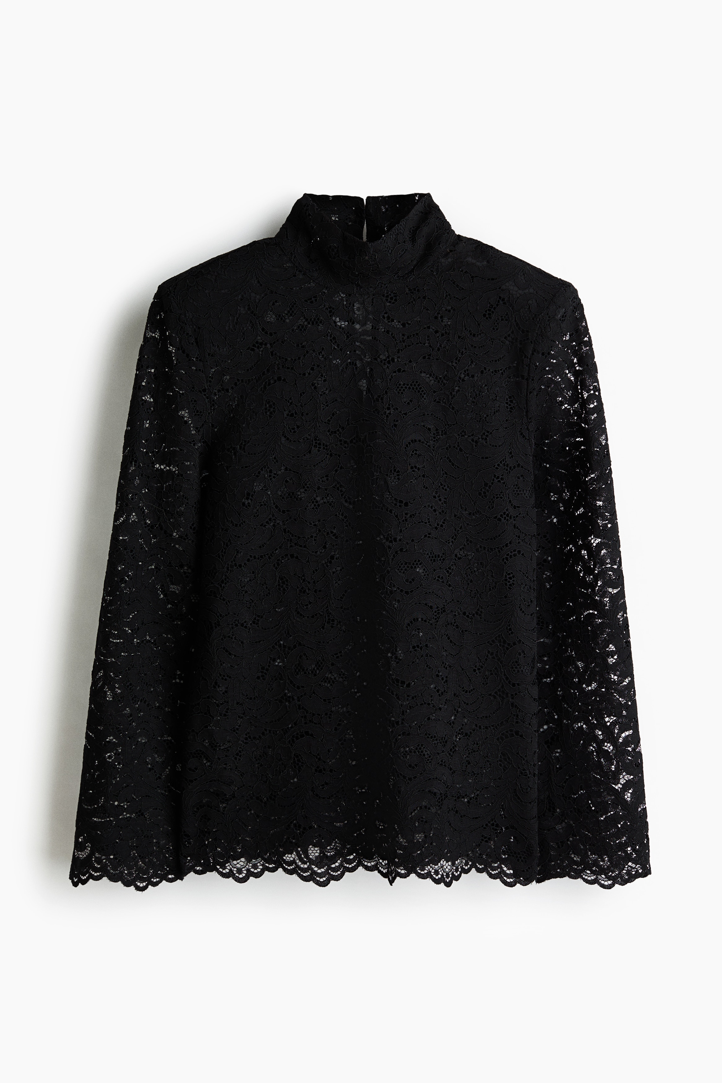 Shoulder-pad lace blouse - Μαύρο