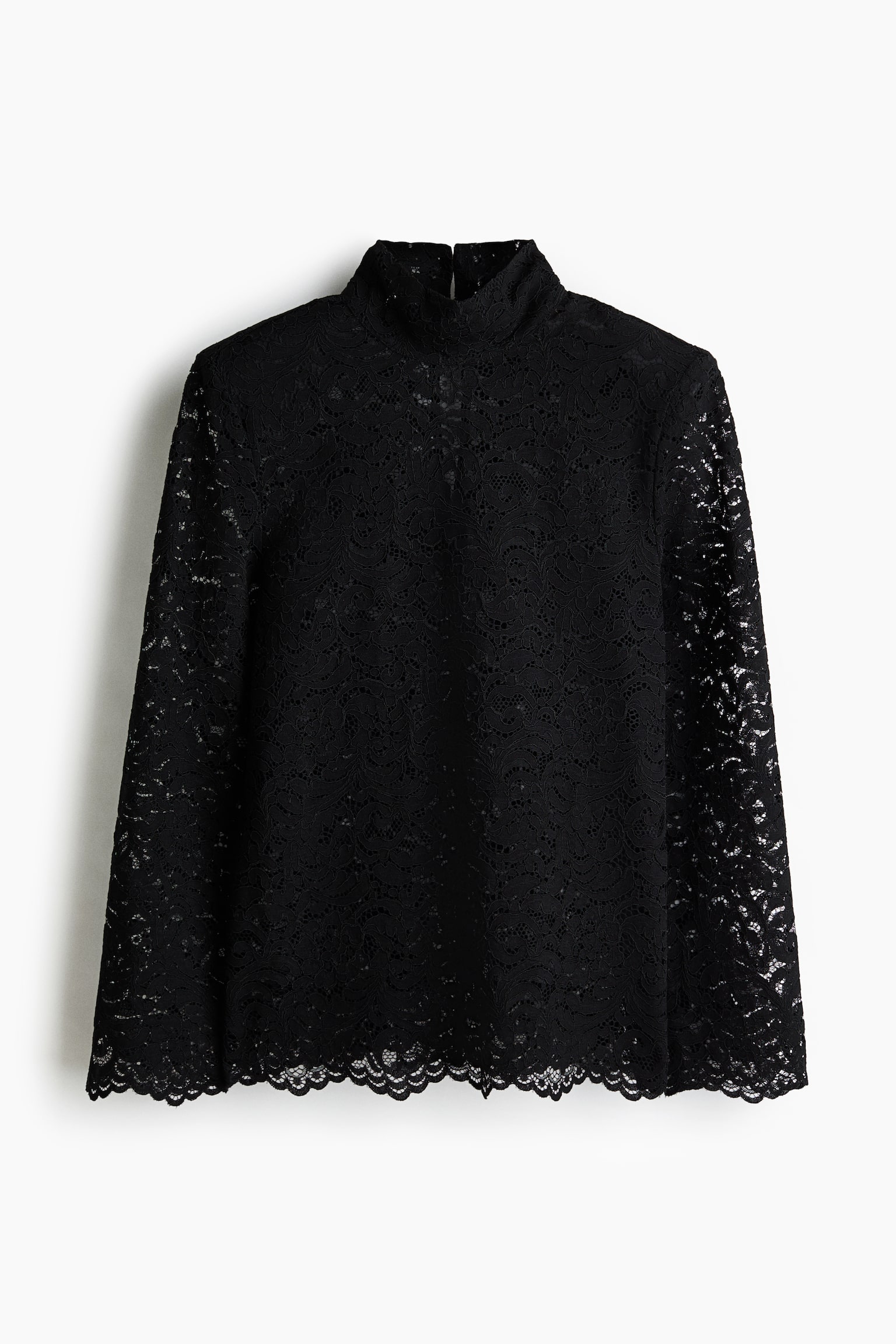Shoulder-pad lace blouse - Nero - 1