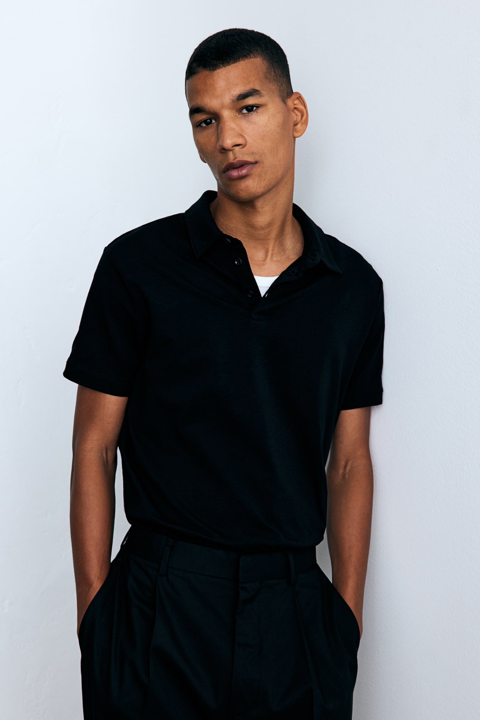 Slim Fit Polo shirt - Black/Navy blue/White - 1