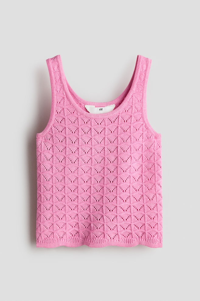 Pointelle-knit vest top - Pink/Cream/Light blue - 1