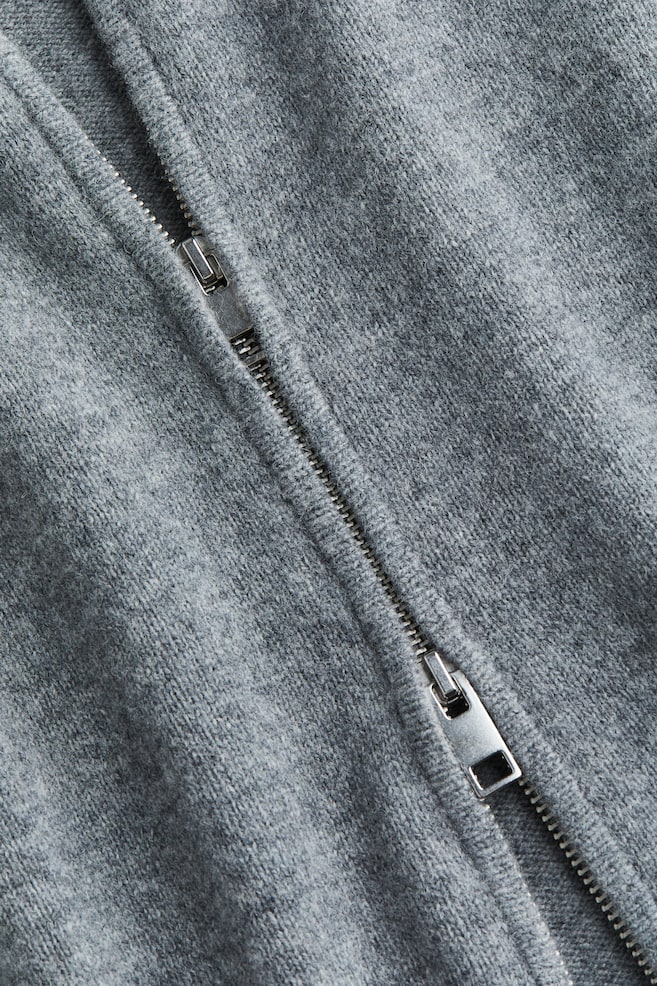Regular Fit Wool zip-through cardigan - Grey marl/Dark blue - 5