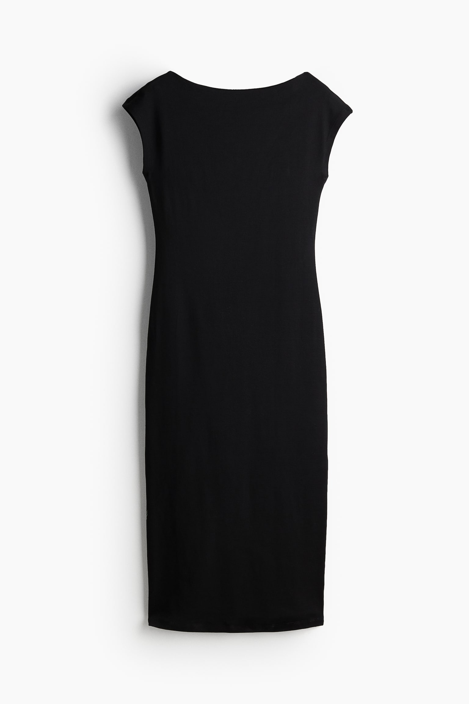 Boat Neck Jersey Dress - Black/Dark grey/Beige - 1