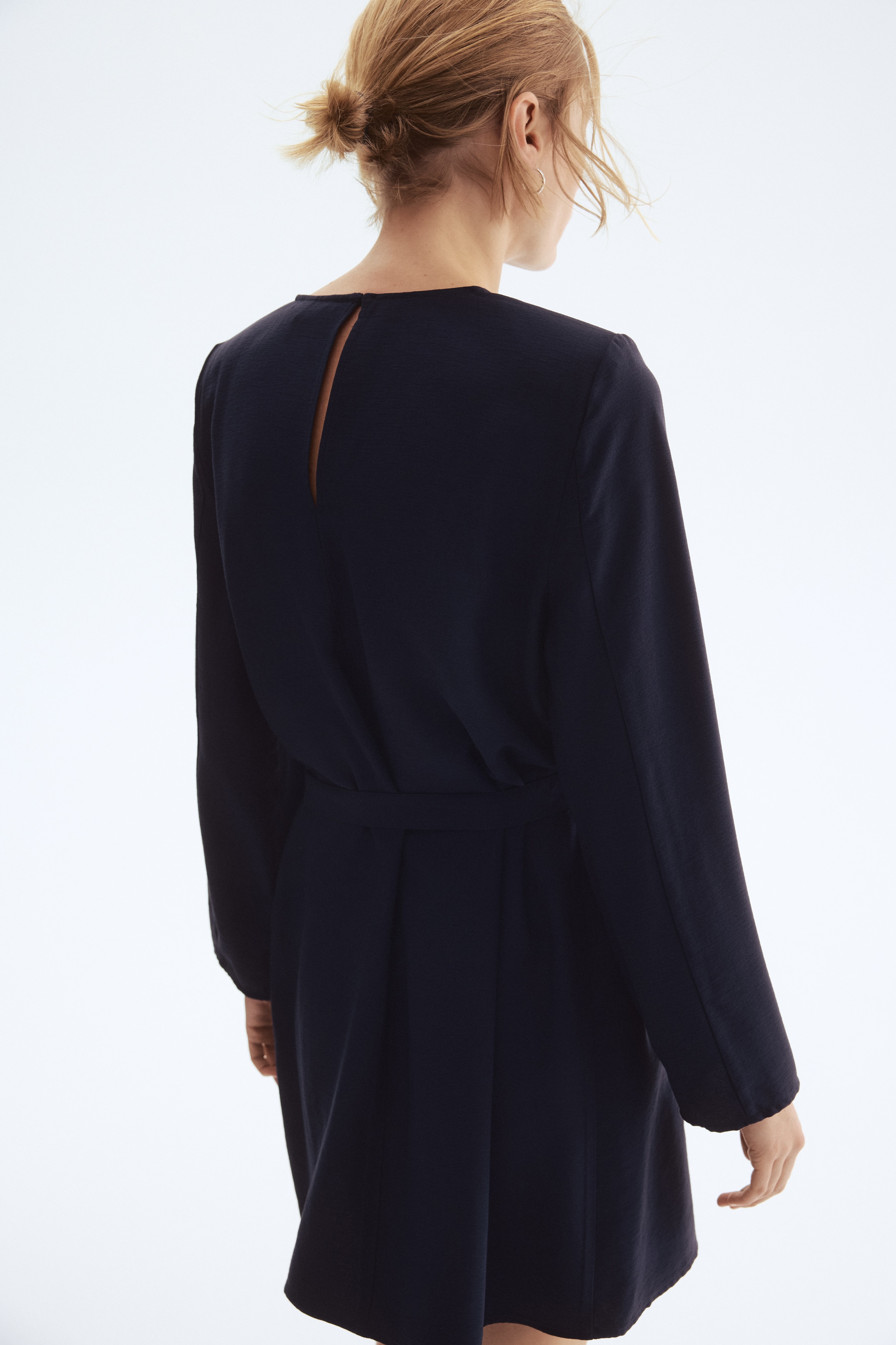 h and m navy blue dress H & M Navy Ruffle Sleeve Maxi Dress Women's Size 10