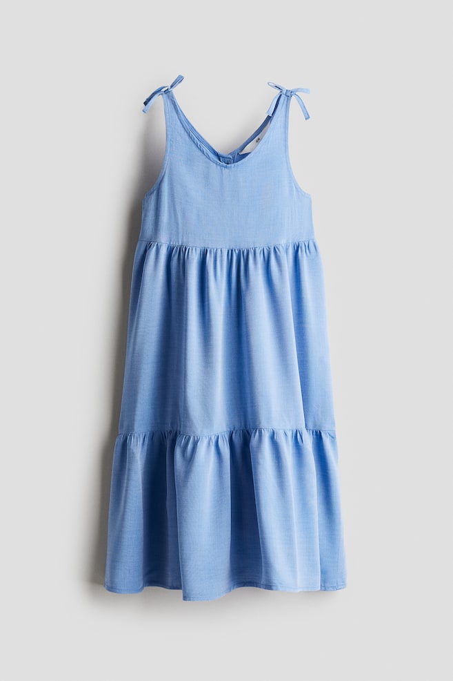 Tiered Dress - Blue/Bright orange/Light orange/suns - 1