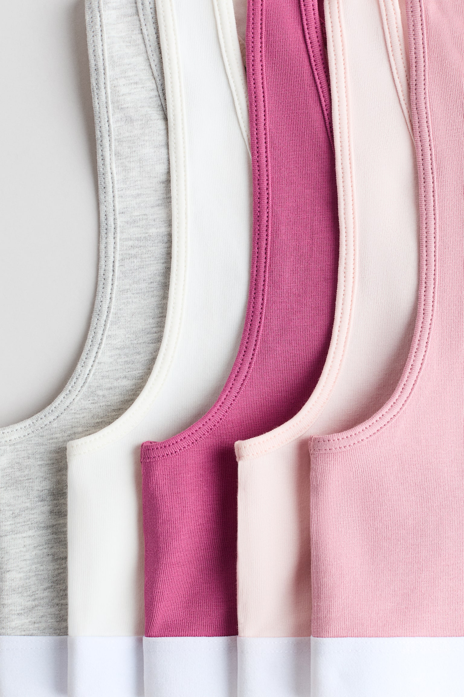 5-pack cotton tops - Pink/White/Grey/Light green/NYC - 2